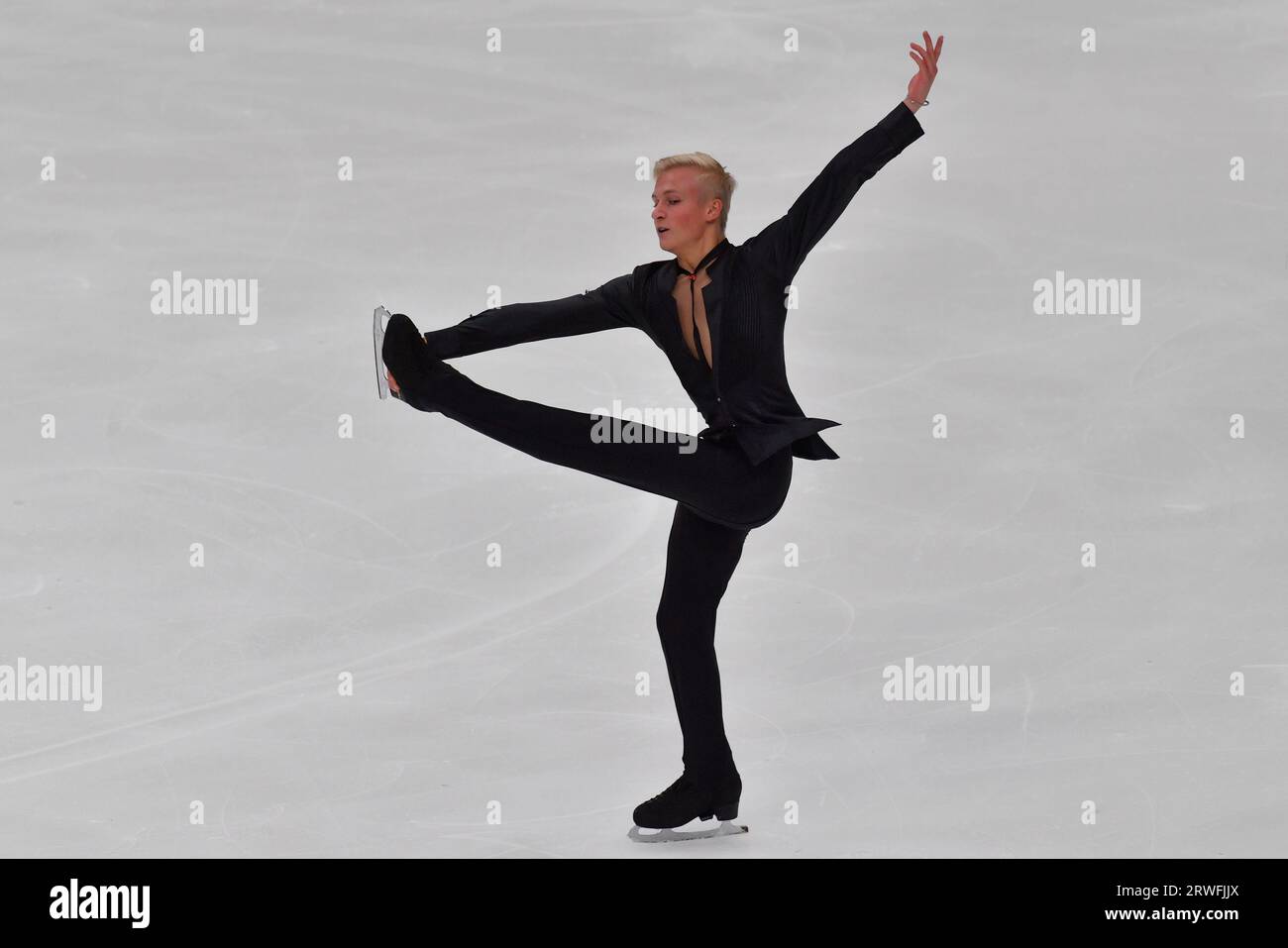 Moscow. Figure skater Matvey Vetlugin performs a free program in men's