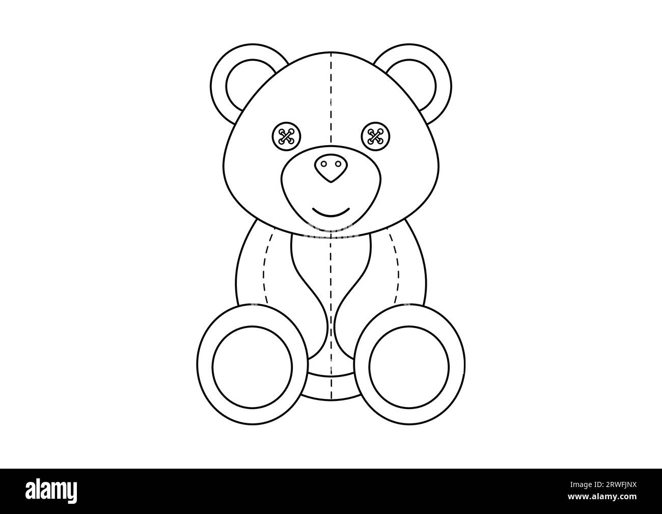 Coloring Page of a Teddy Bear Toy Cartoon Character Vector Illustration Stock Vector