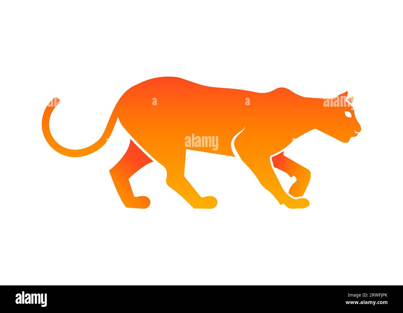 Gradient Panther Vector Flat Design Isolated on White Background Stock Vector