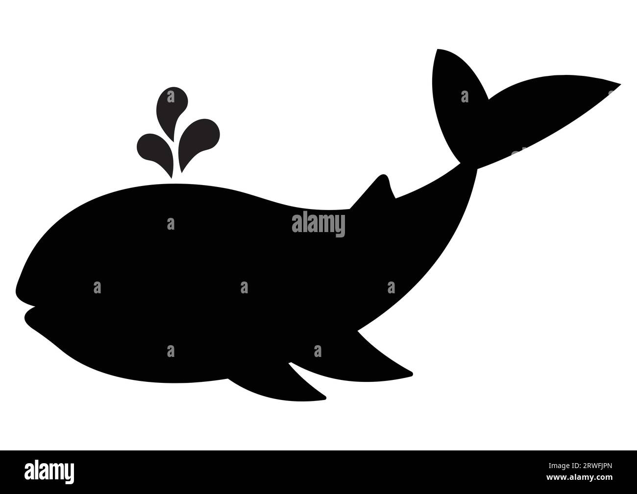 Whale silhouette clipart vector flat design Stock Vector