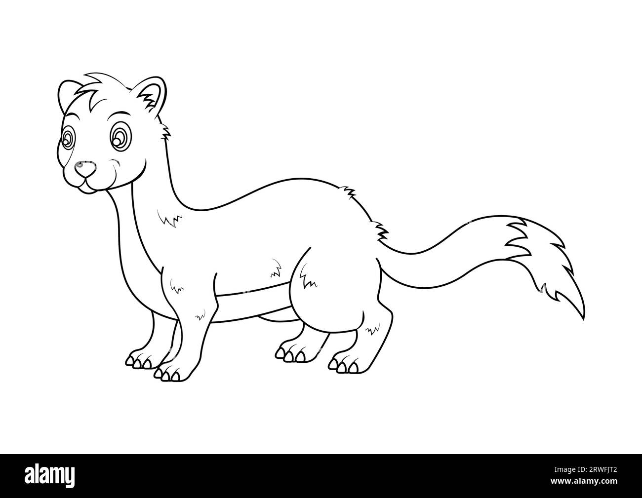 Coloring Page of a Weasel Cartoon Character Vector Stock Vector