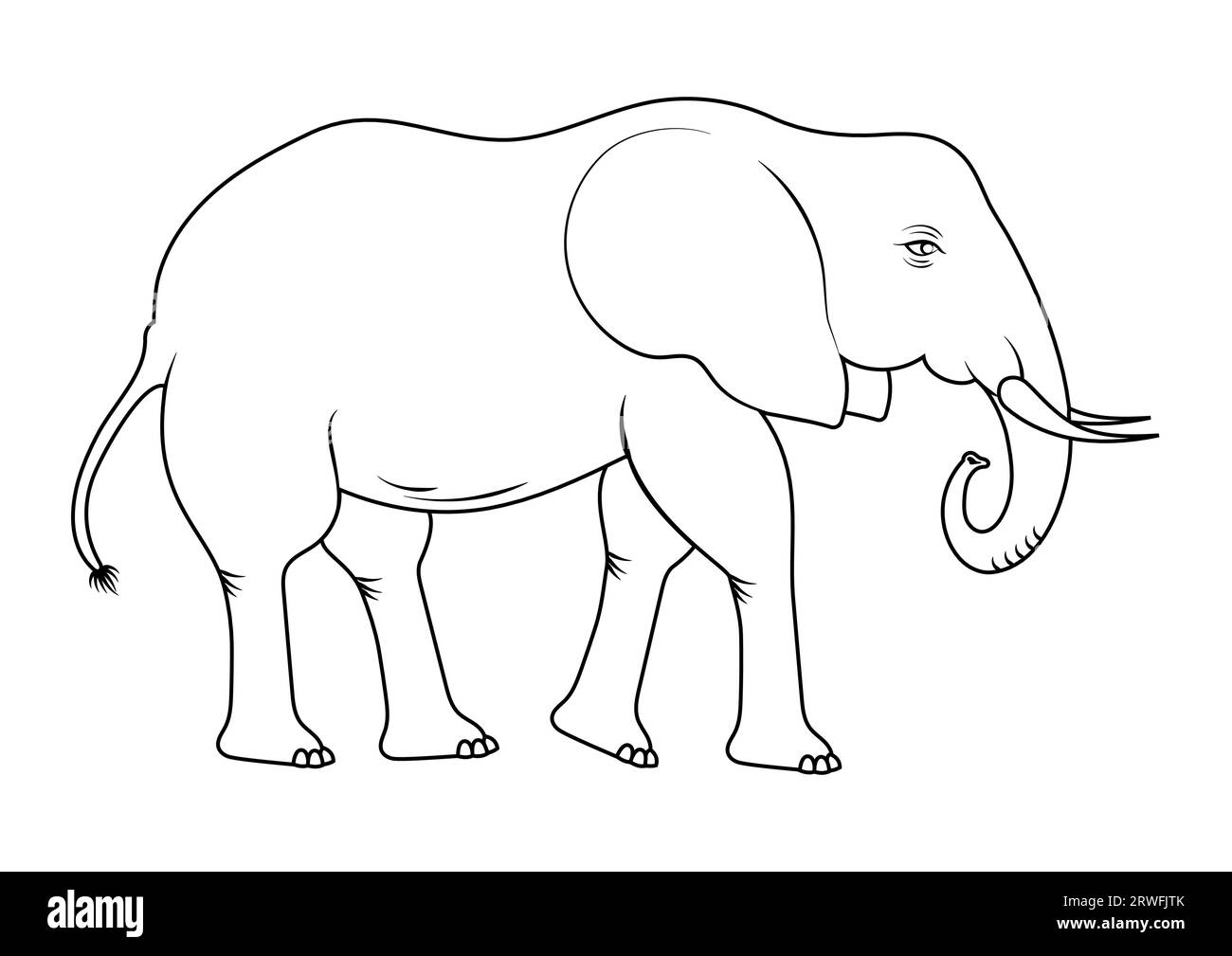 Coloring Page of a Elephant Cartoon Character Vector Stock Vector