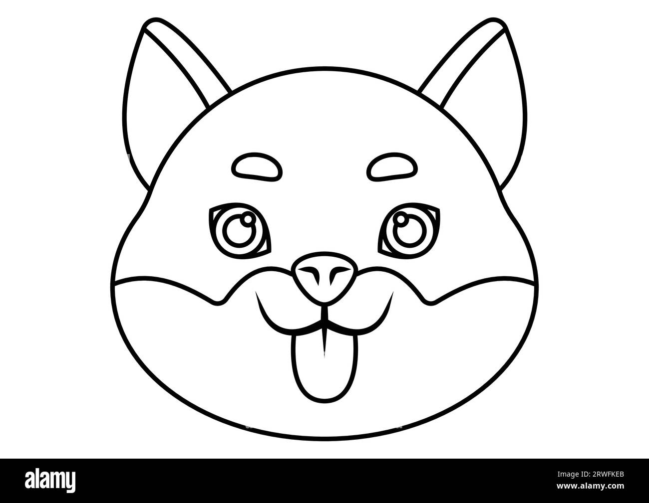 Coloring Page of a Dog Shiba Head Vector Illustration Stock Vector