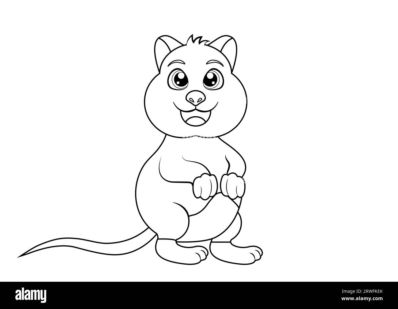 Coloring Page of a Cute Quokka Animal Cartoon Character Vector Stock Vector