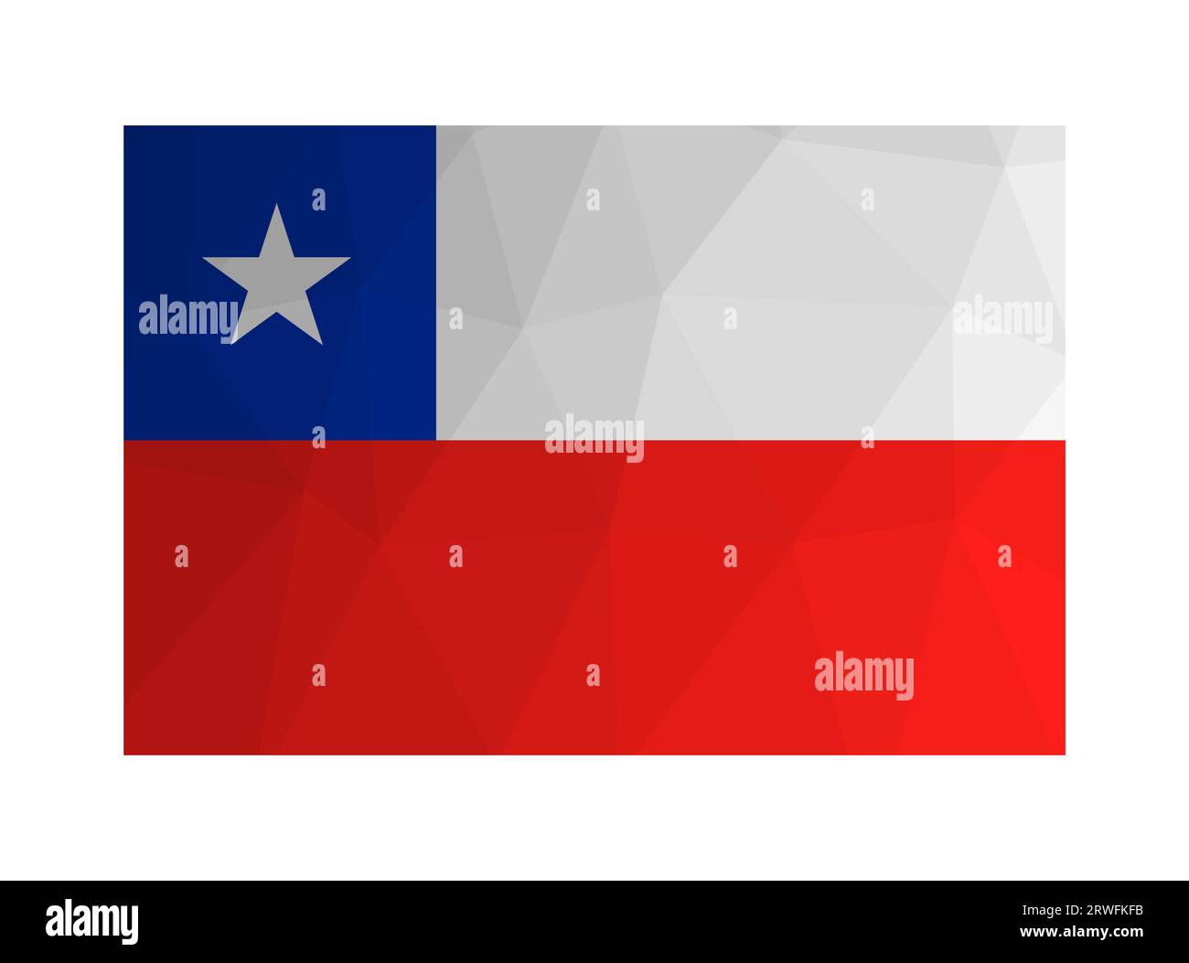 Vector isolated illustration. National chilean flag with five-pointed star and in white, red, blue colors. Official symbol of Chile. Creative design i Stock Vector