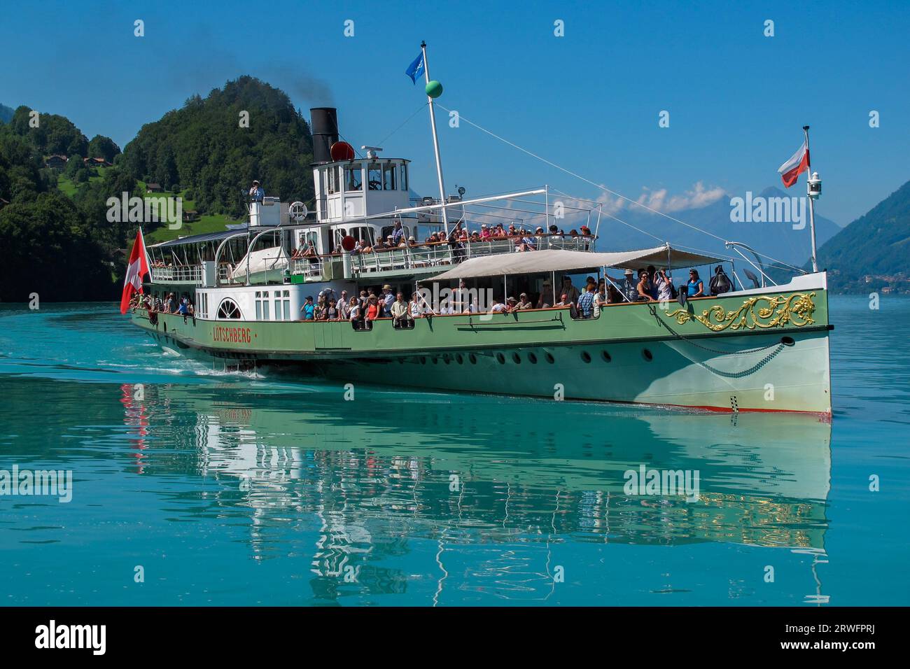 The "Lötschberg"steamboat on Brienz lake in Switzerland Stock Photo - Alamy