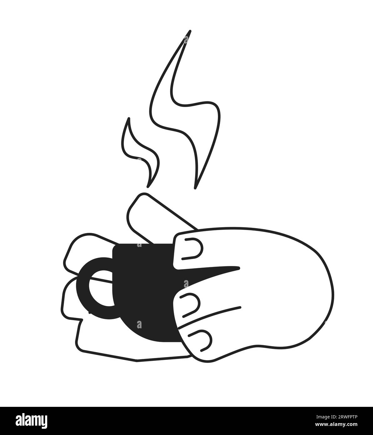 Holding coffee cup cartoon hands outline illustration Stock Vector