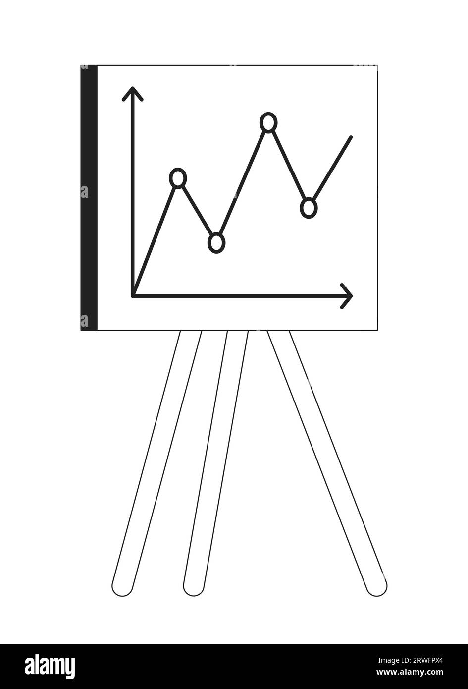 Presentation whiteboard with graphs charts black and white 2D cartoon object Stock Vector Image