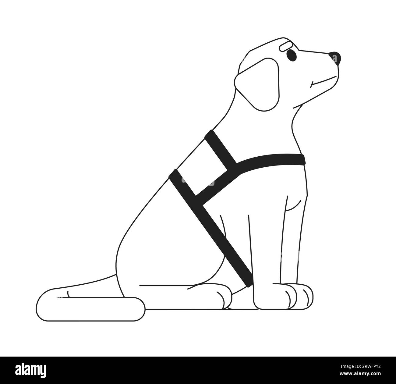 Guide dog labrador black and white 2D cartoon character Stock Vector Image & Art Alamy
