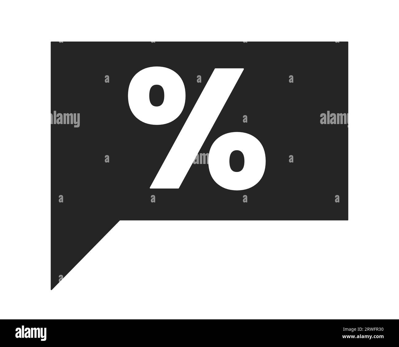 Discount message bubble black and white 2D line cartoon price tag Stock ...
