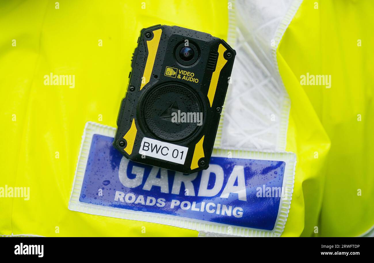 Gardai demonstrate examples of Body worn cameras also known as Bodycams to the public during the