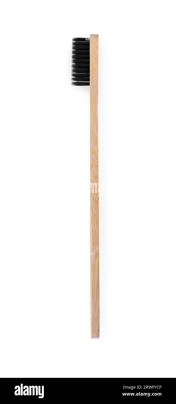 One bamboo toothbrush isolated on white, top view Stock Photo - Alamy