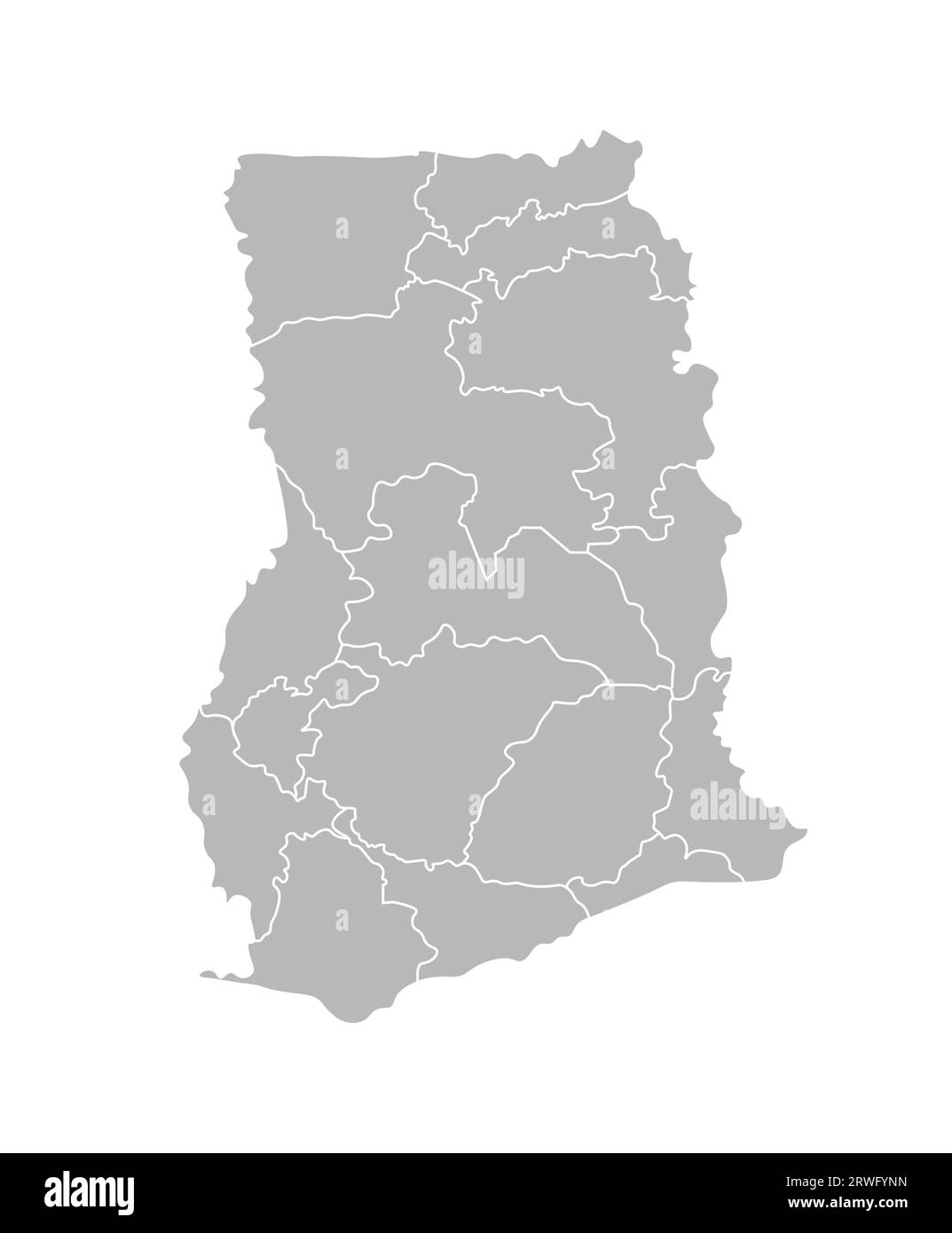 Vector Isolated Illustration Of Simplified Administrative Map Of Ghana Borders Of The Regions 