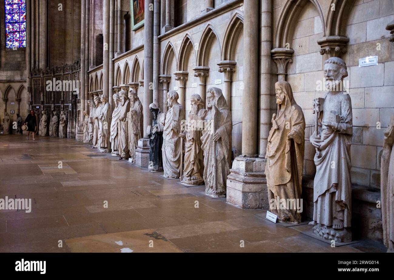 Rouen Normandy France - Statues of Saints inside Rouen Cathedral Rouen is the capital of the northern French region of Normandy, is a port city on the Stock Photo