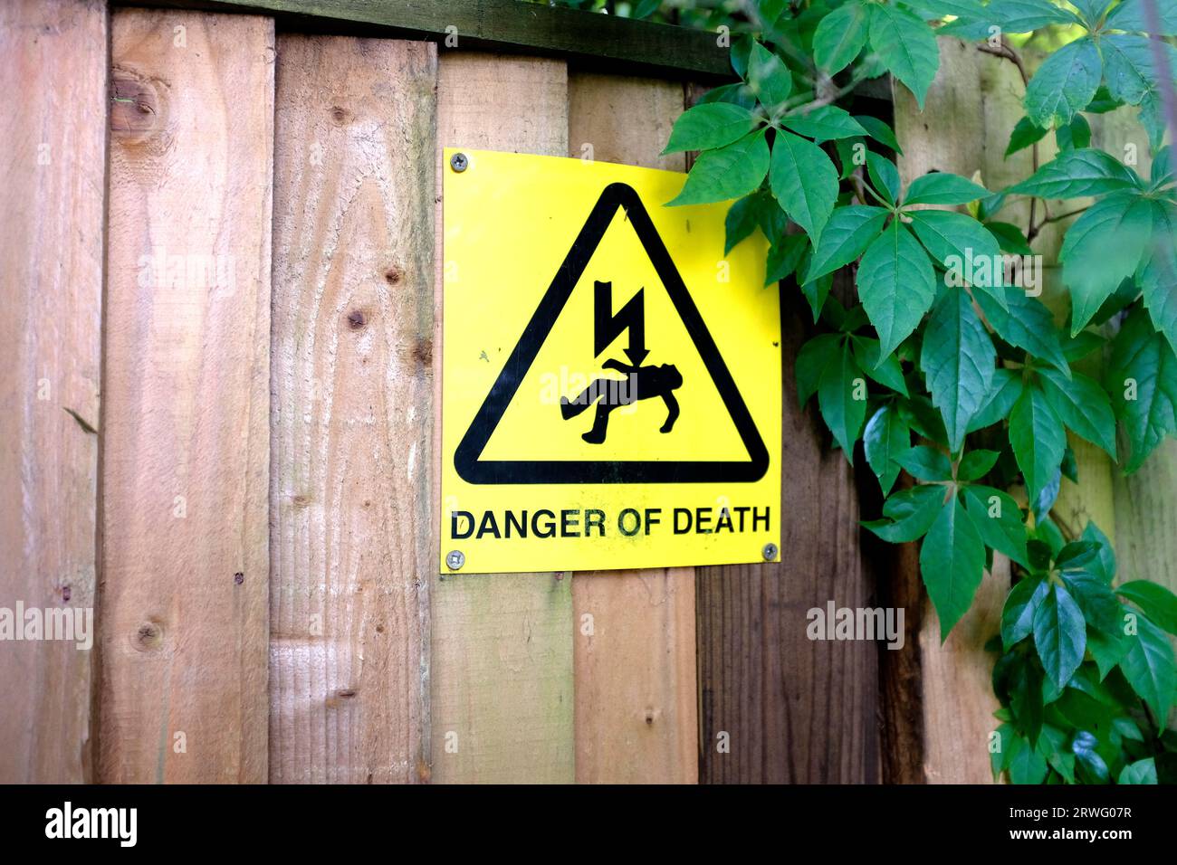 danger of death sign,electricity,health & safety, pulborough,west sussex,uk september 12 2023 Stock Photo