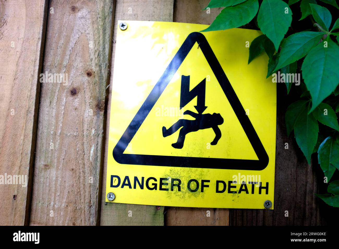 danger of death sign,electricity,health & safety, pulborough,west sussex,uk september 12 2023 Stock Photo