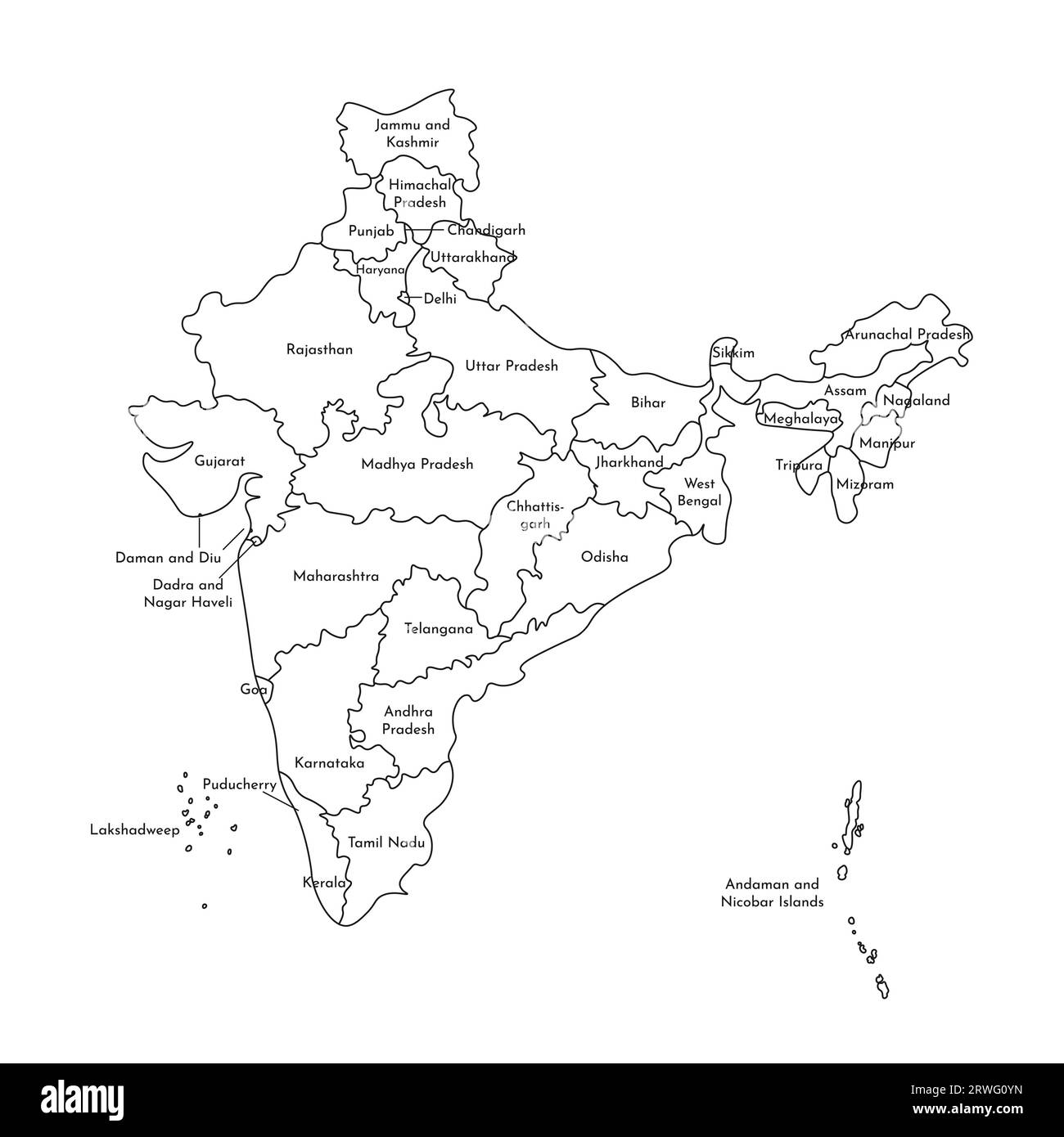Vector isolated illustration of simplified administrative map of India ...