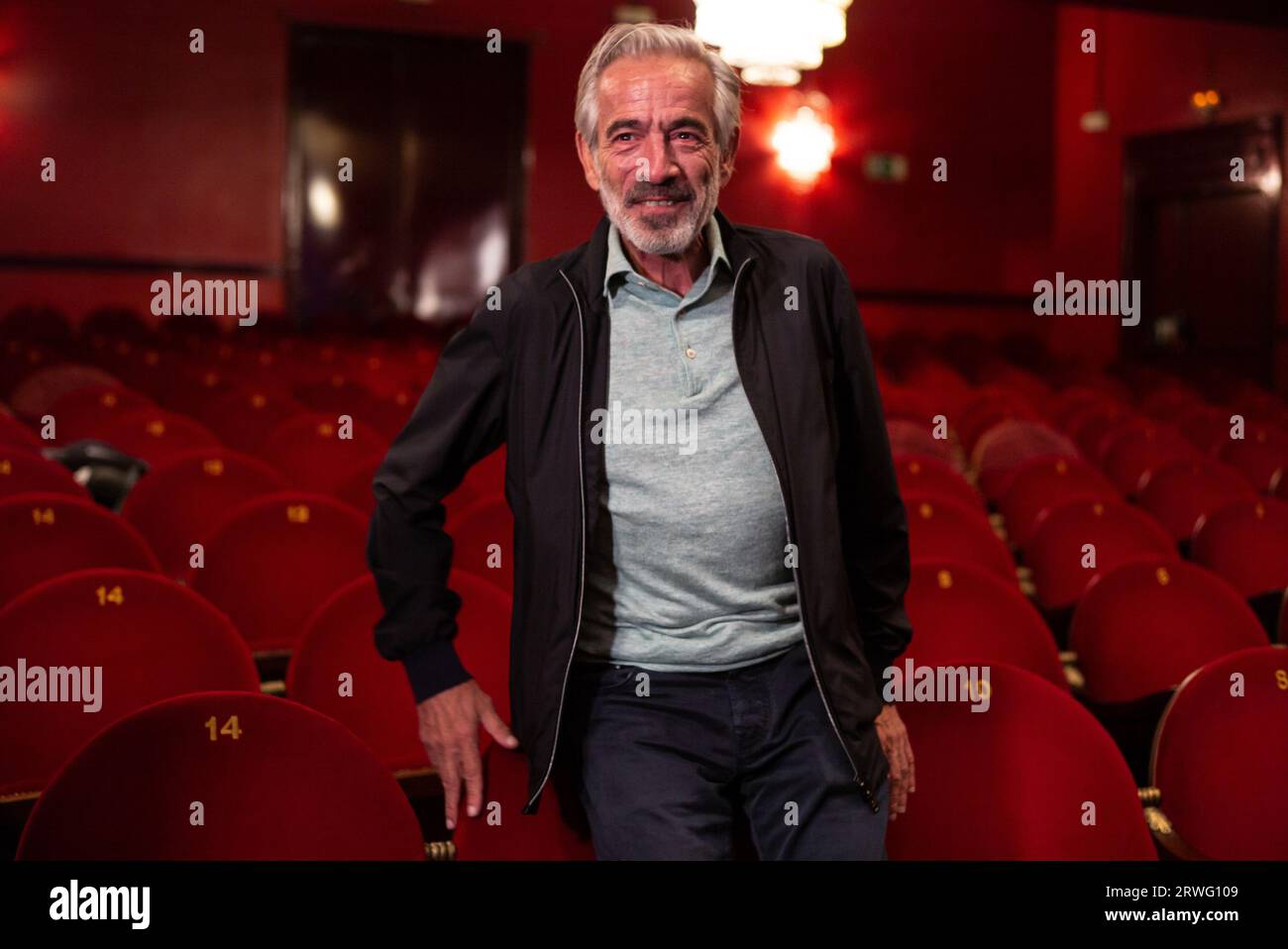 Spanish actor Imanol Arias poses during the portrait session at the Infanta Isabel theater in Madrid. September 19, 2023 Spain Stock Photo