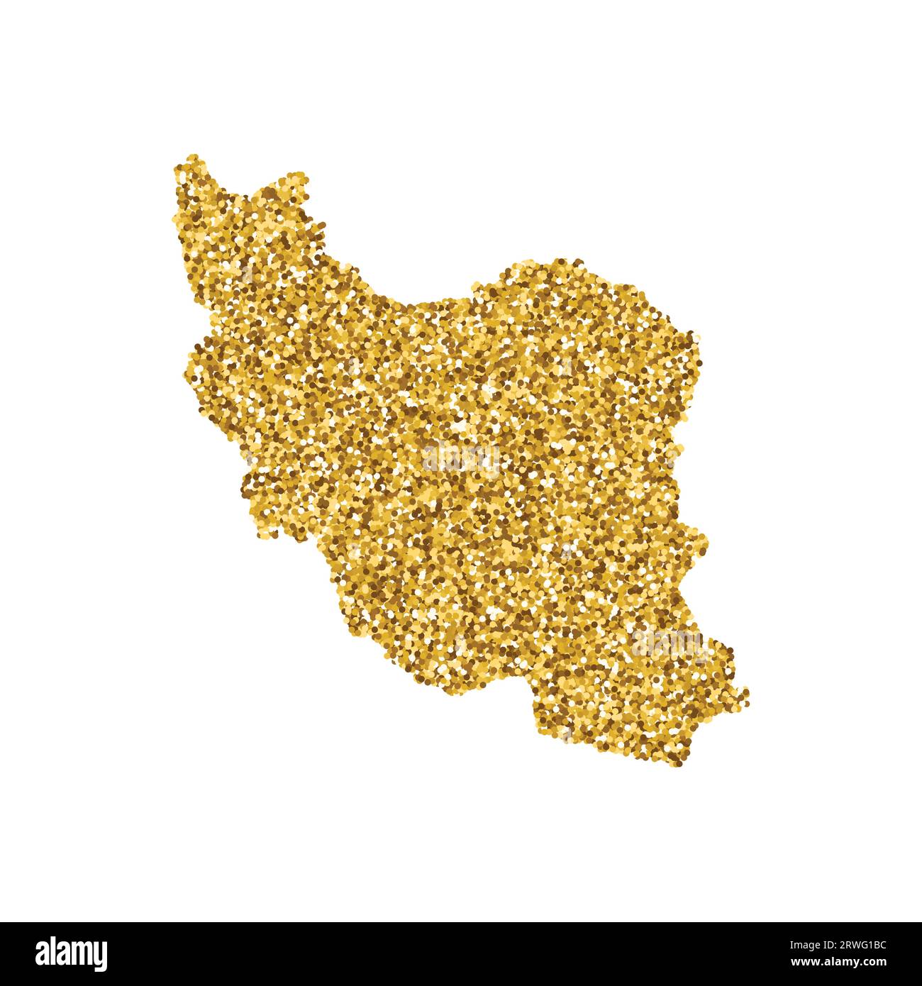 Vector isolated illustration with simplified Iran map. Decorated by shiny gold glitter texture. New Year and Christmas holidays' decoration for greeti Stock Vector