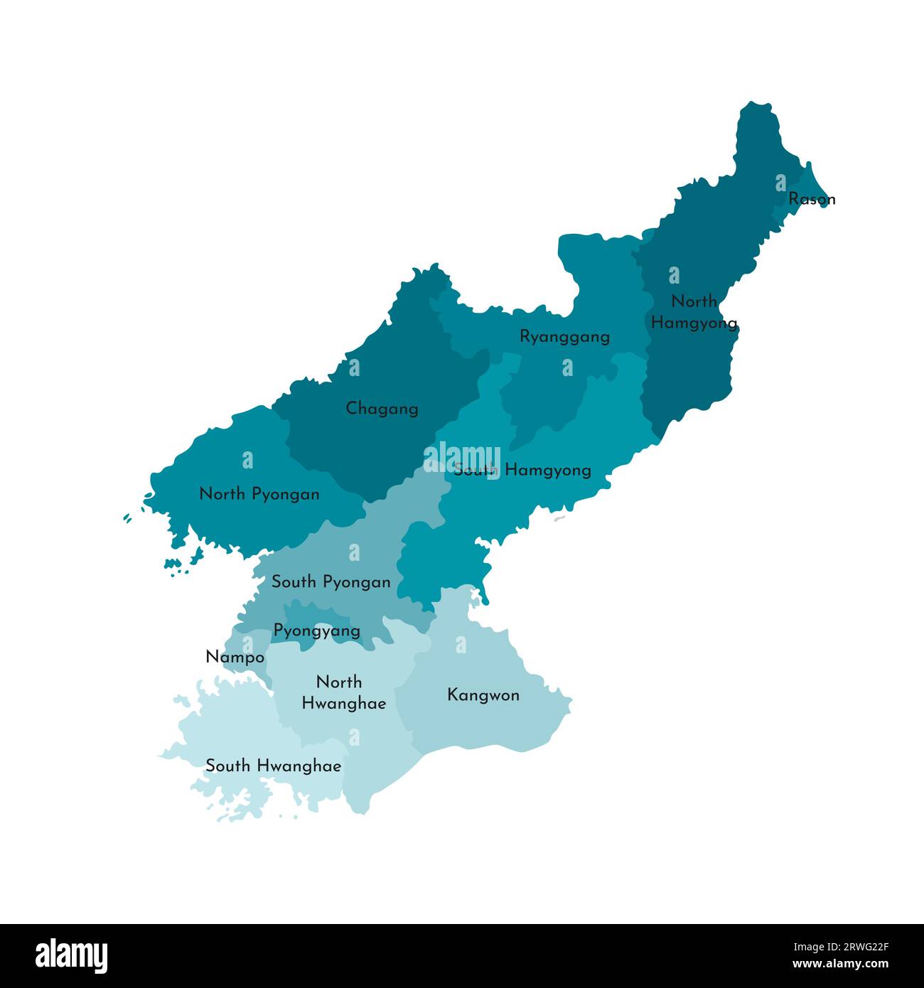 Vector isolated illustration of simplified administrative map of North Korea (People