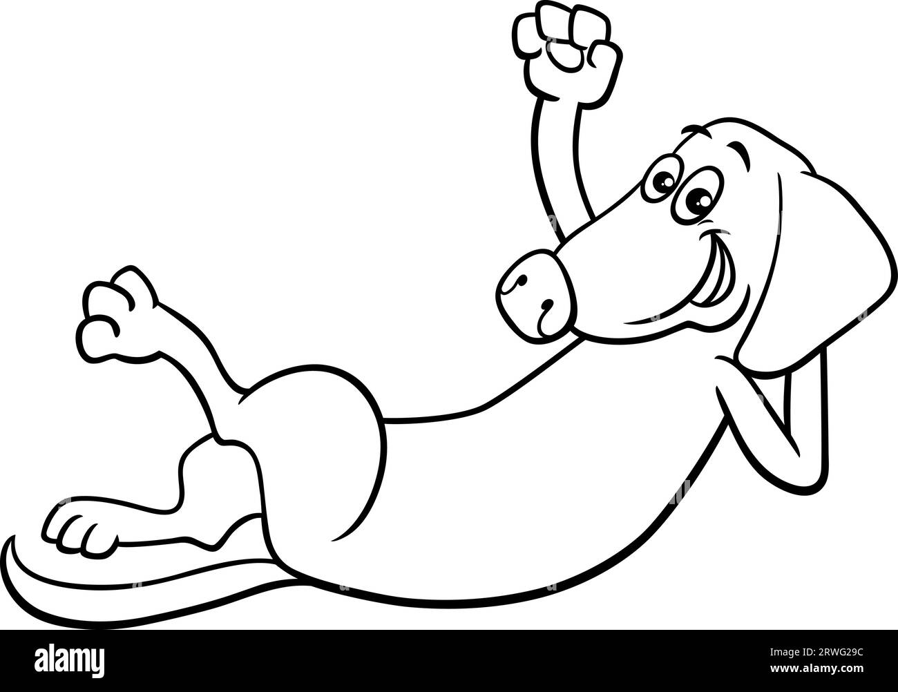 Black and white cartoon illustration of funny brown dog or puppy comic
