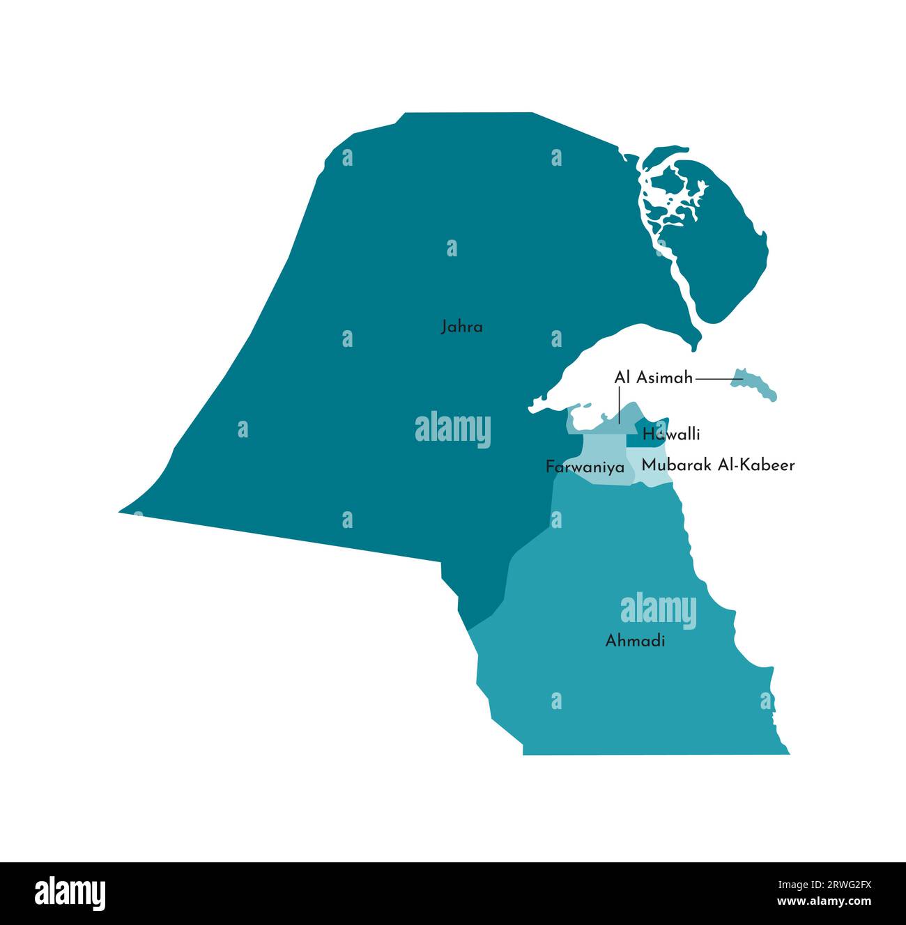 Vector isolated illustration of simplified administrative map of Kuwait ...