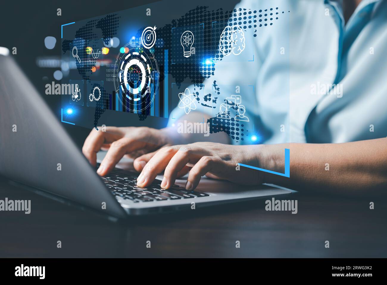 E-learning education internet technology webinar online courses concept. Online education training and e-learning webinar on internet for personal dev Stock Photo