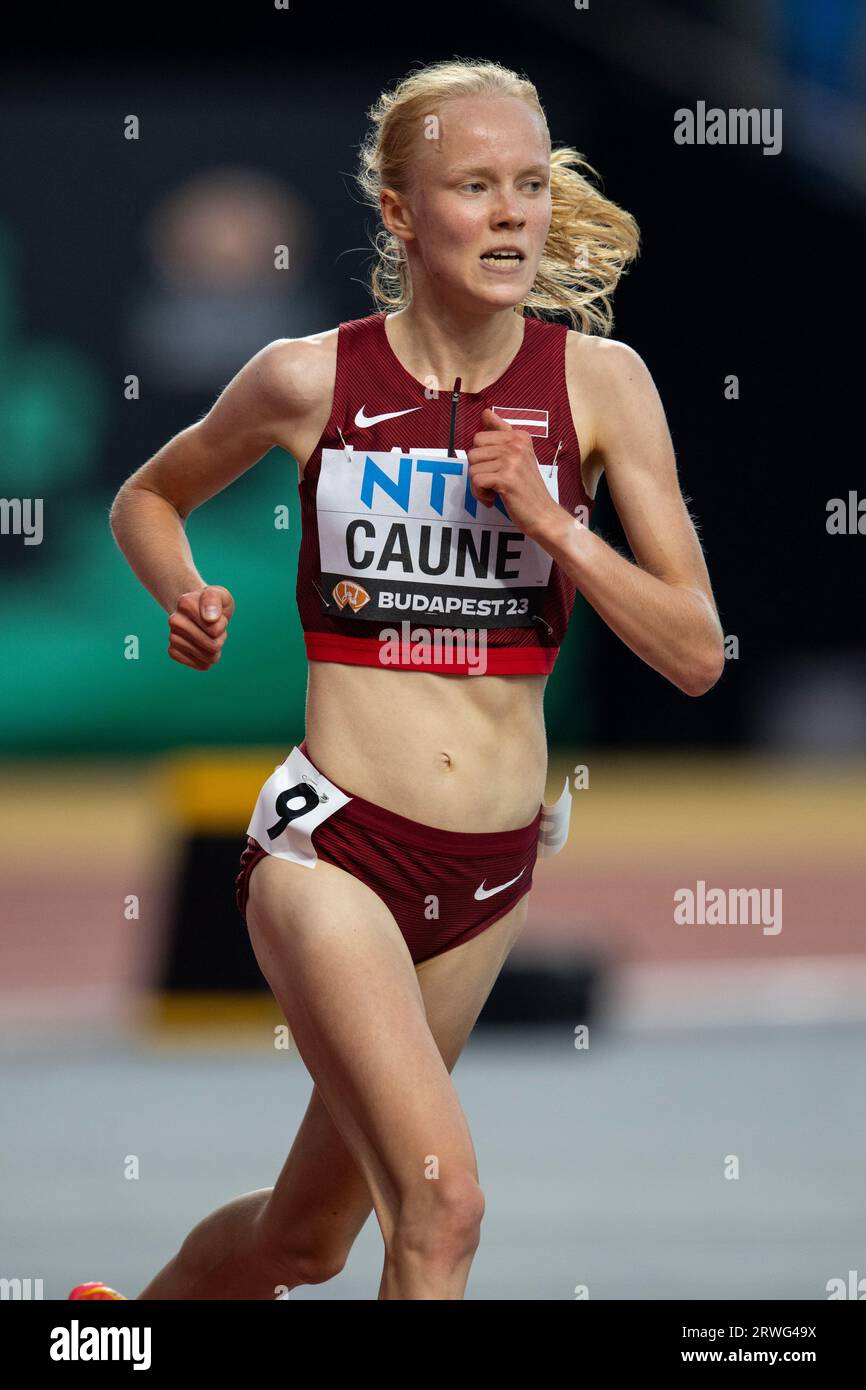 Agate Caune of Latvia competing in the 5000m heats on day five at the World Athletics Championships at the National Athletics Centre in Budapest on Au Stock Photo