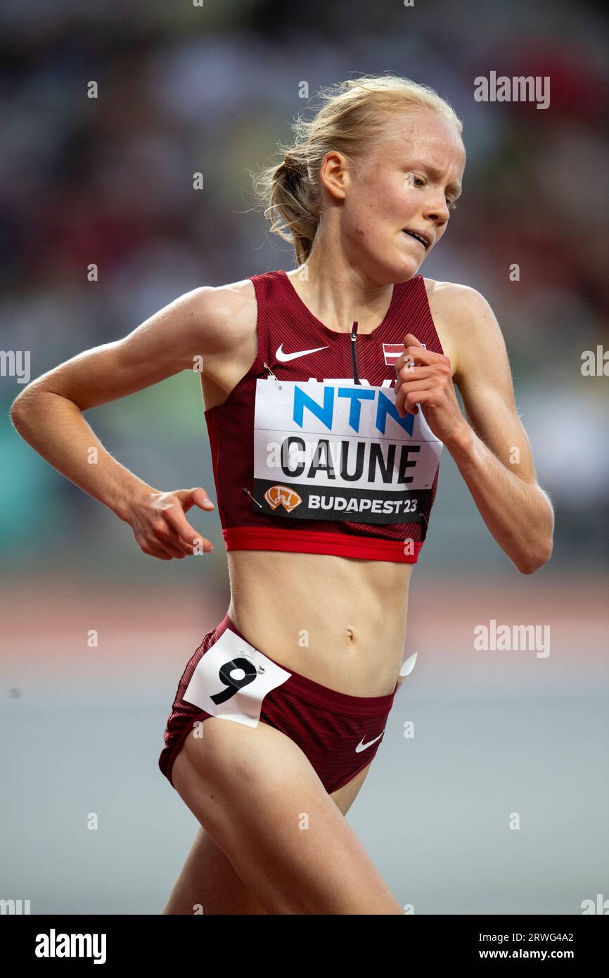 Agate Caune of Latvia competing in the 5000m heats on day five at the World Athletics Championships at the National Athletics Centre in Budapest on Au Stock Photo