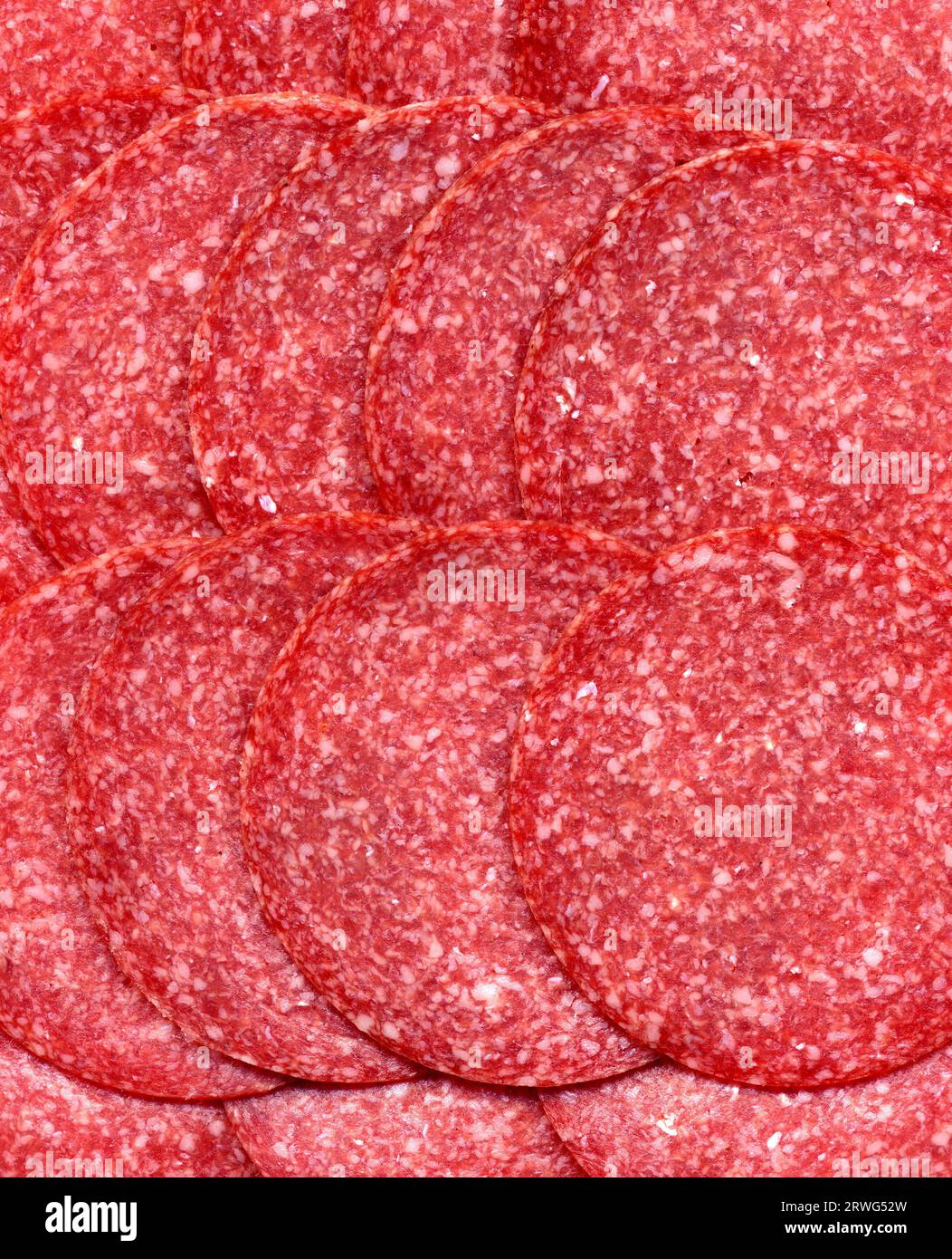 Salami in Scheiben /  salami sliced Stock Photo