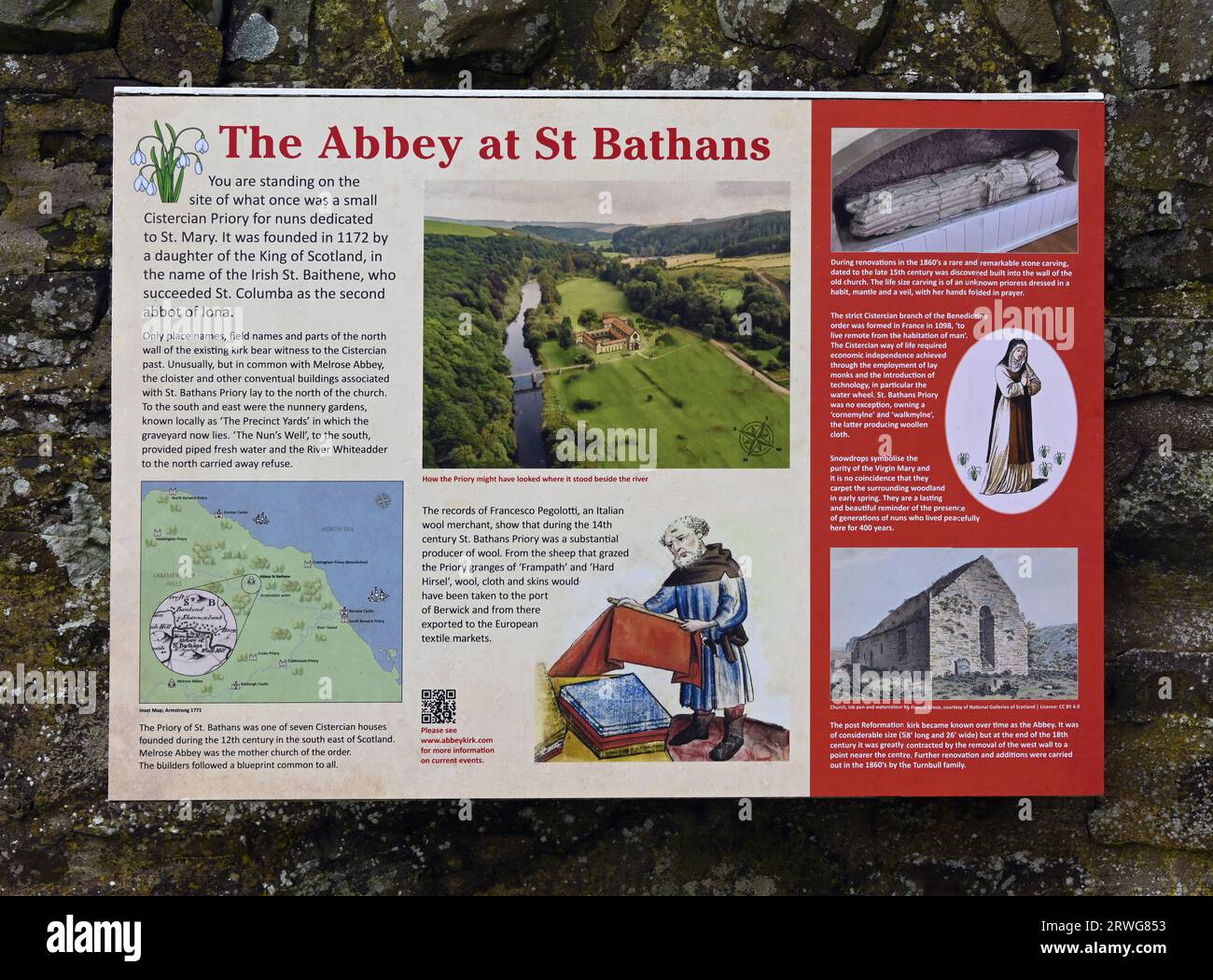 Information signboard. Abbey St. Bathans, Berwickshire, Scottish