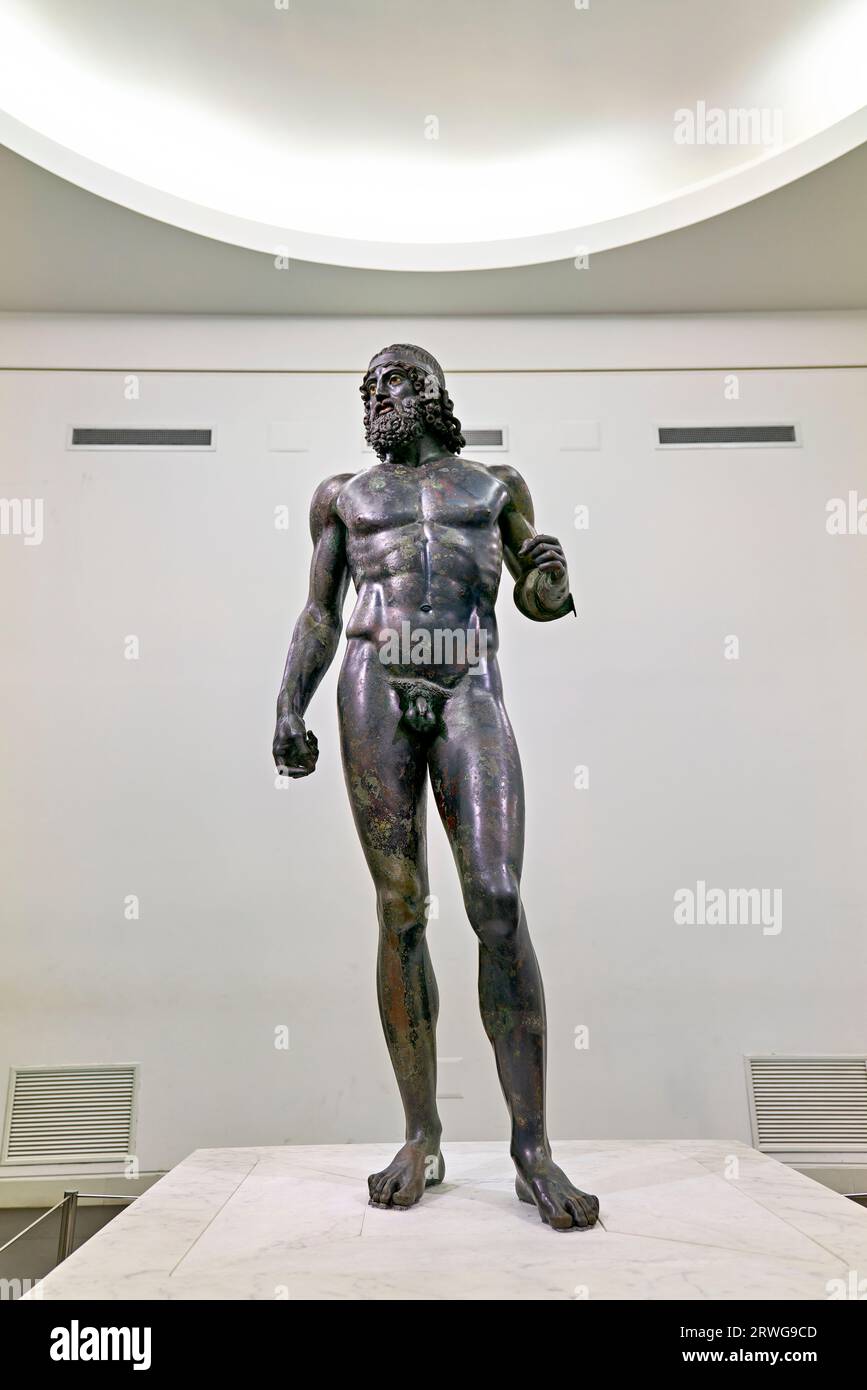 Reggio Calabria. Calabria Italy. The Riace Bronzes at the National Museum of Magna Grecia Stock Photo