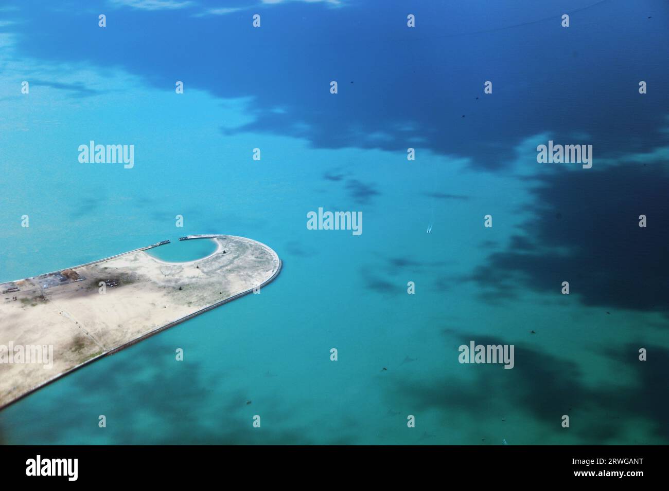 HAIKOU, CHINA - SEPTEMBER 19, 2023 - Aerial photo of the artificial island 'Ruyi Island' in Haikou, Hainan Province, China, Sept 19, 2023. Plans to cr Stock Photo