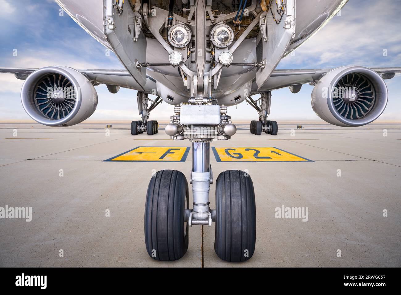 landing gear of an modern airliner Stock Photo