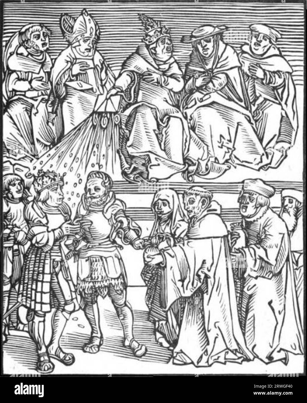 The pope using the temporal power to give authority to a ruler Stock