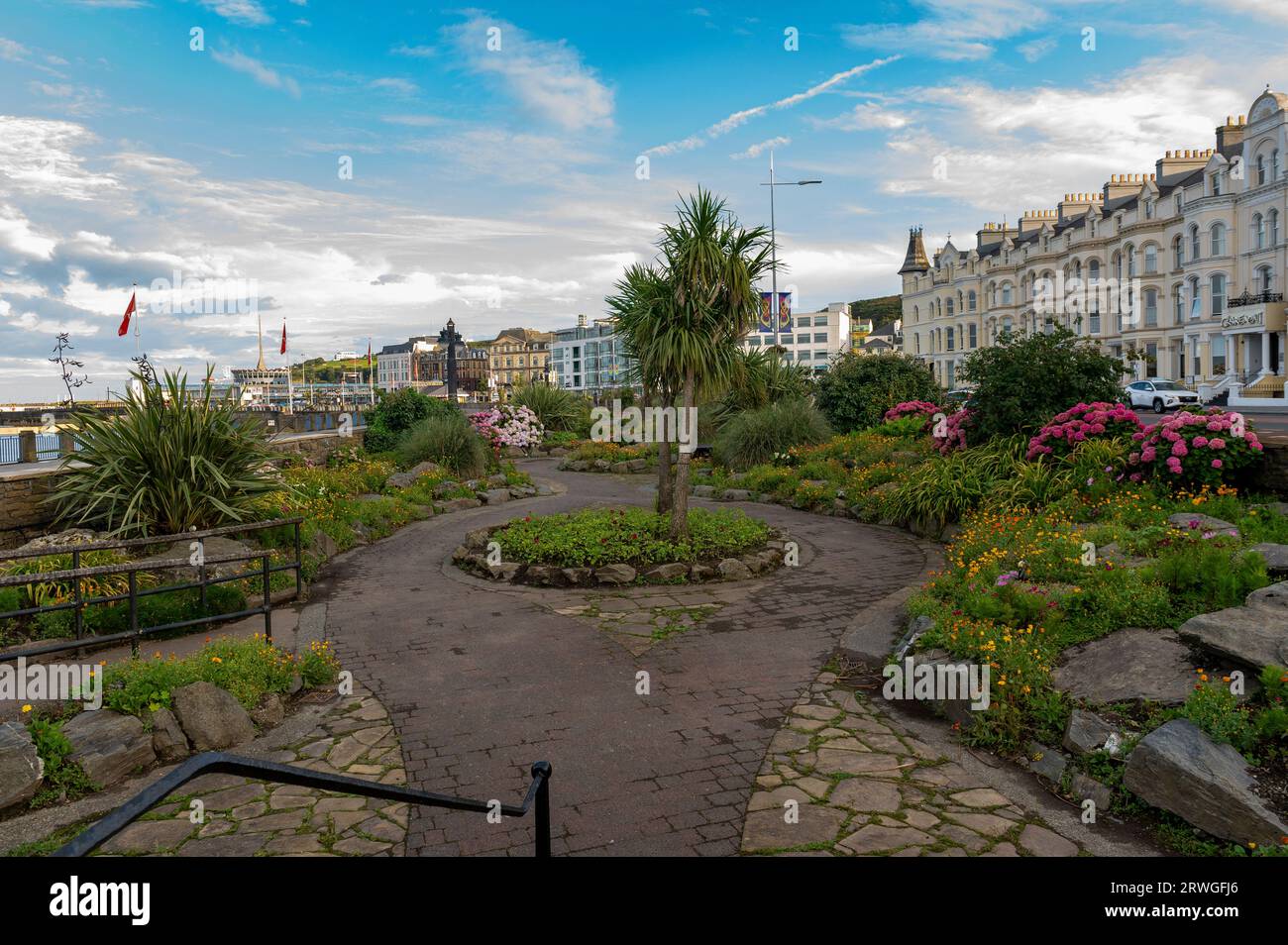 The Gardens on the sea front in Dlouglas Isl.er of Man Stock Photo