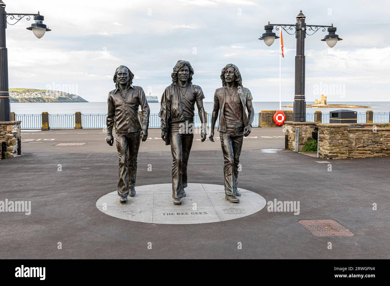 The Bee Gees statue on the sea front in Douglas Isle of Man Stock Photo