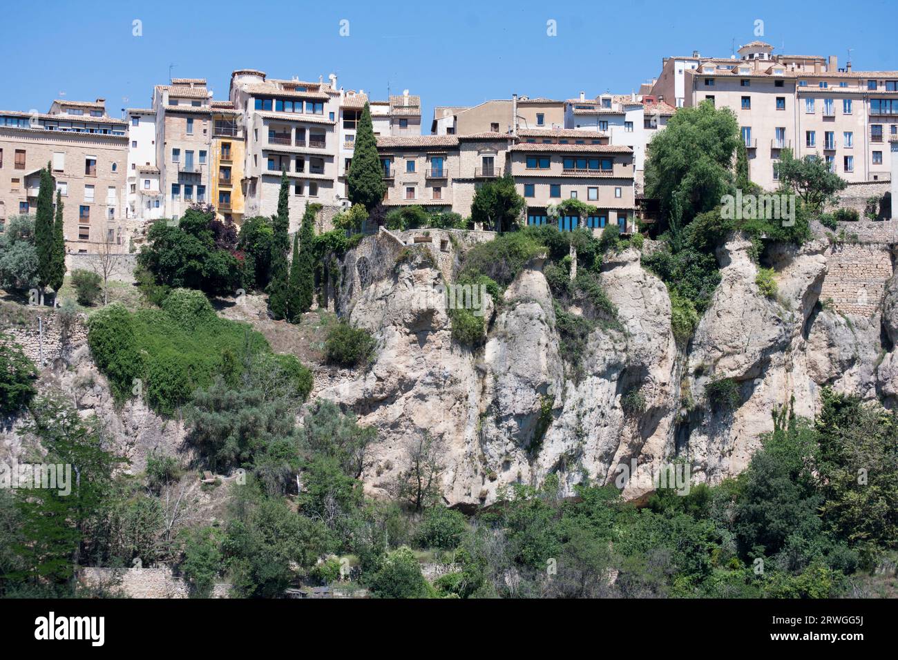 Vista de las Casas Colgadas de Cuenca Stock Photo