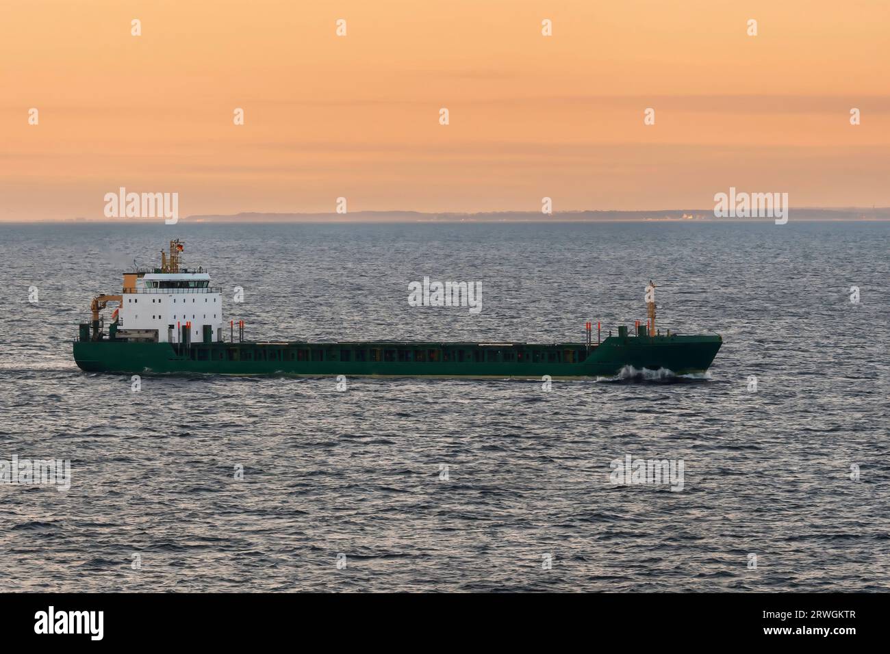 A small bulk carrier underway at sea Stock Photo