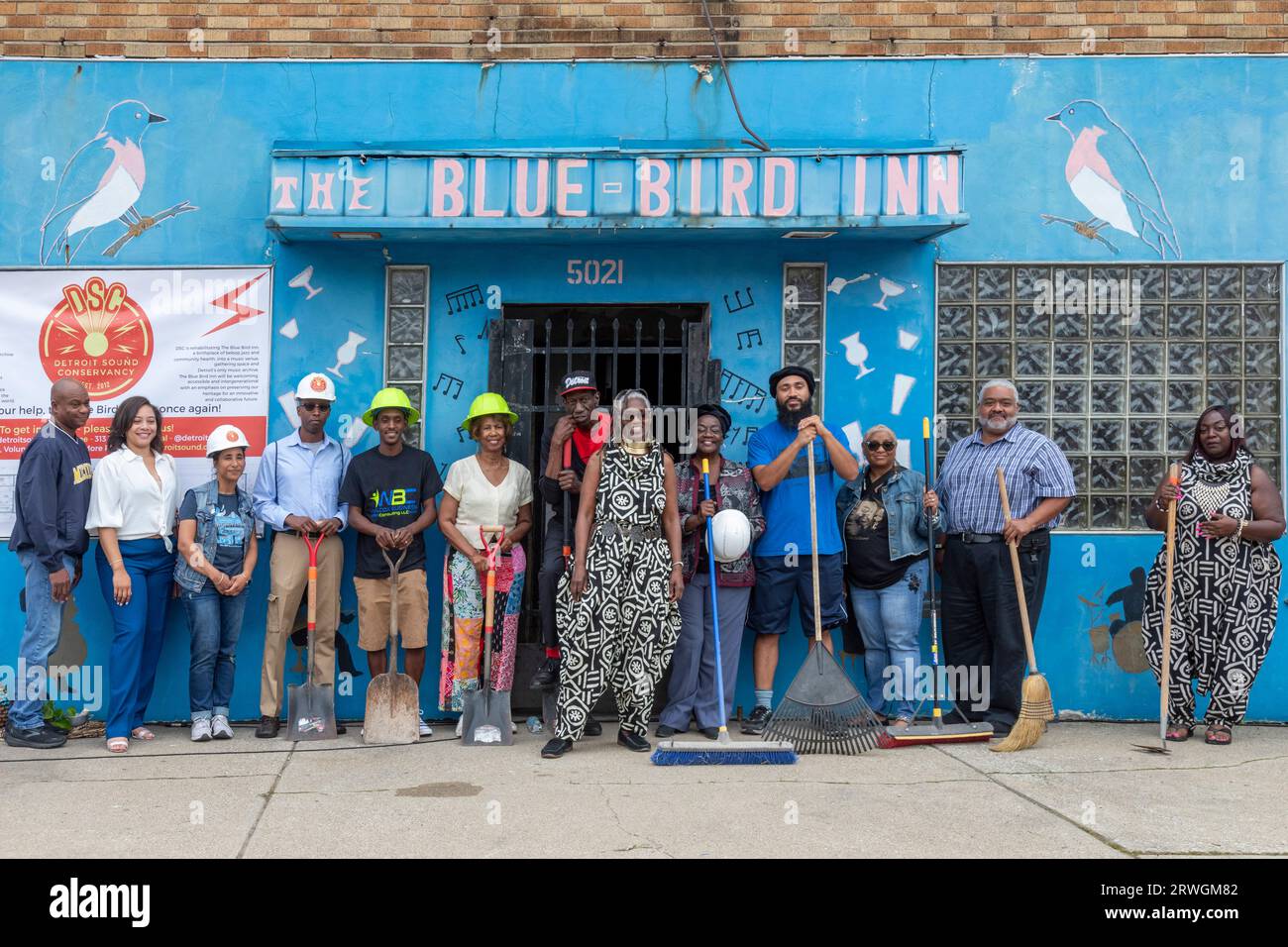 Detroit, Michigan - The Detroit Sound Conservancy held a ceremony to announce plans to rehab the Blue Bird Inn, a jazz club popular in the African-Ame Stock Photo