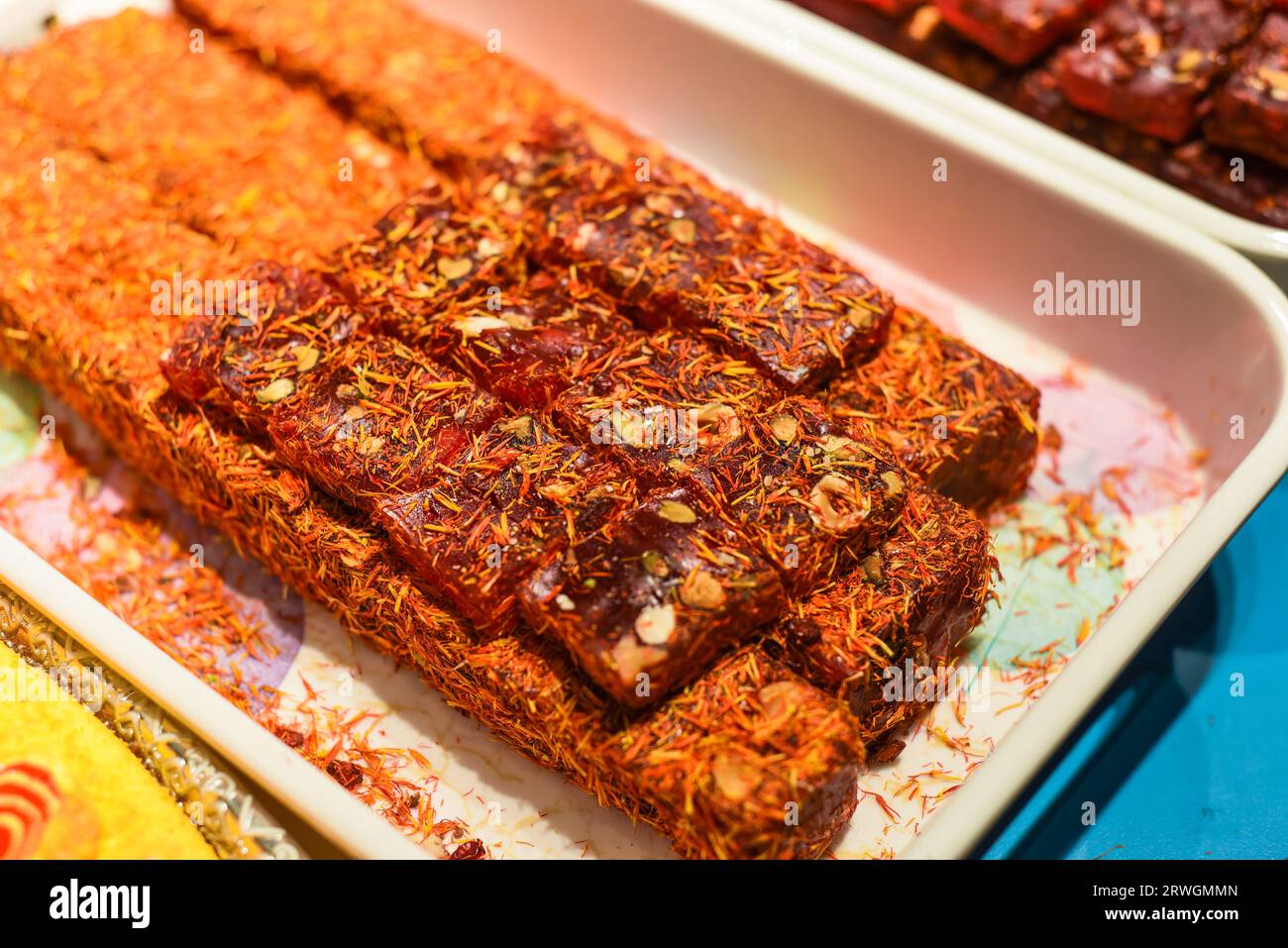Turkish Delights and sweets made of honey and nuts Stock Photo