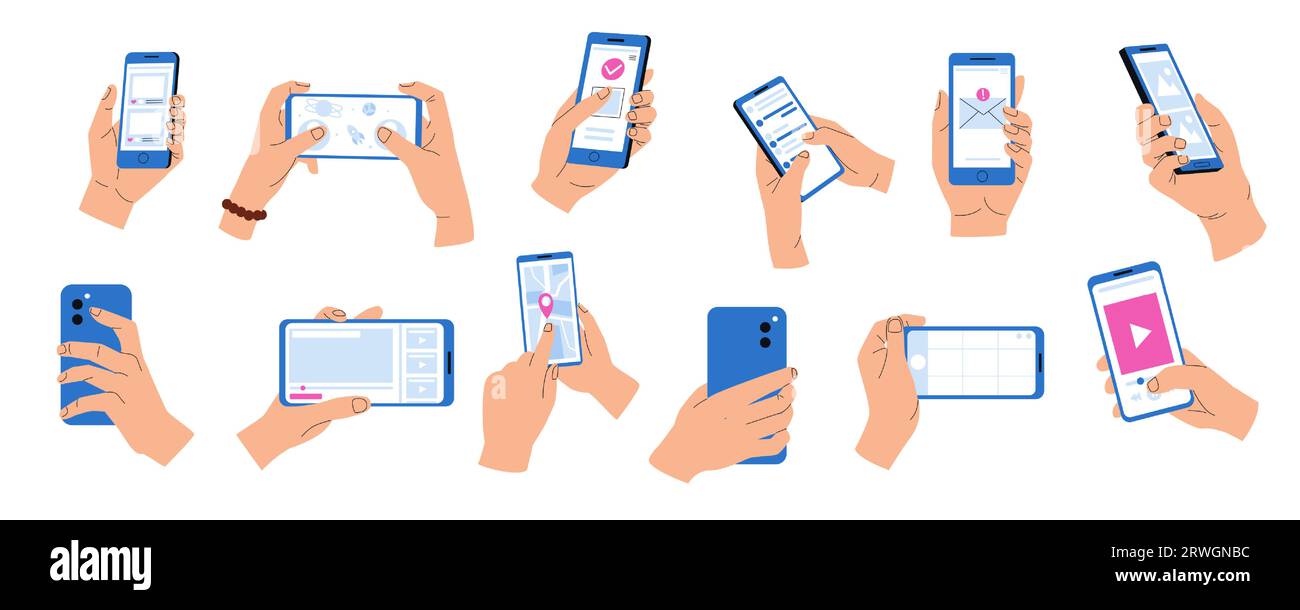 Human hands holding phones hi-res stock photography and images - Alamy