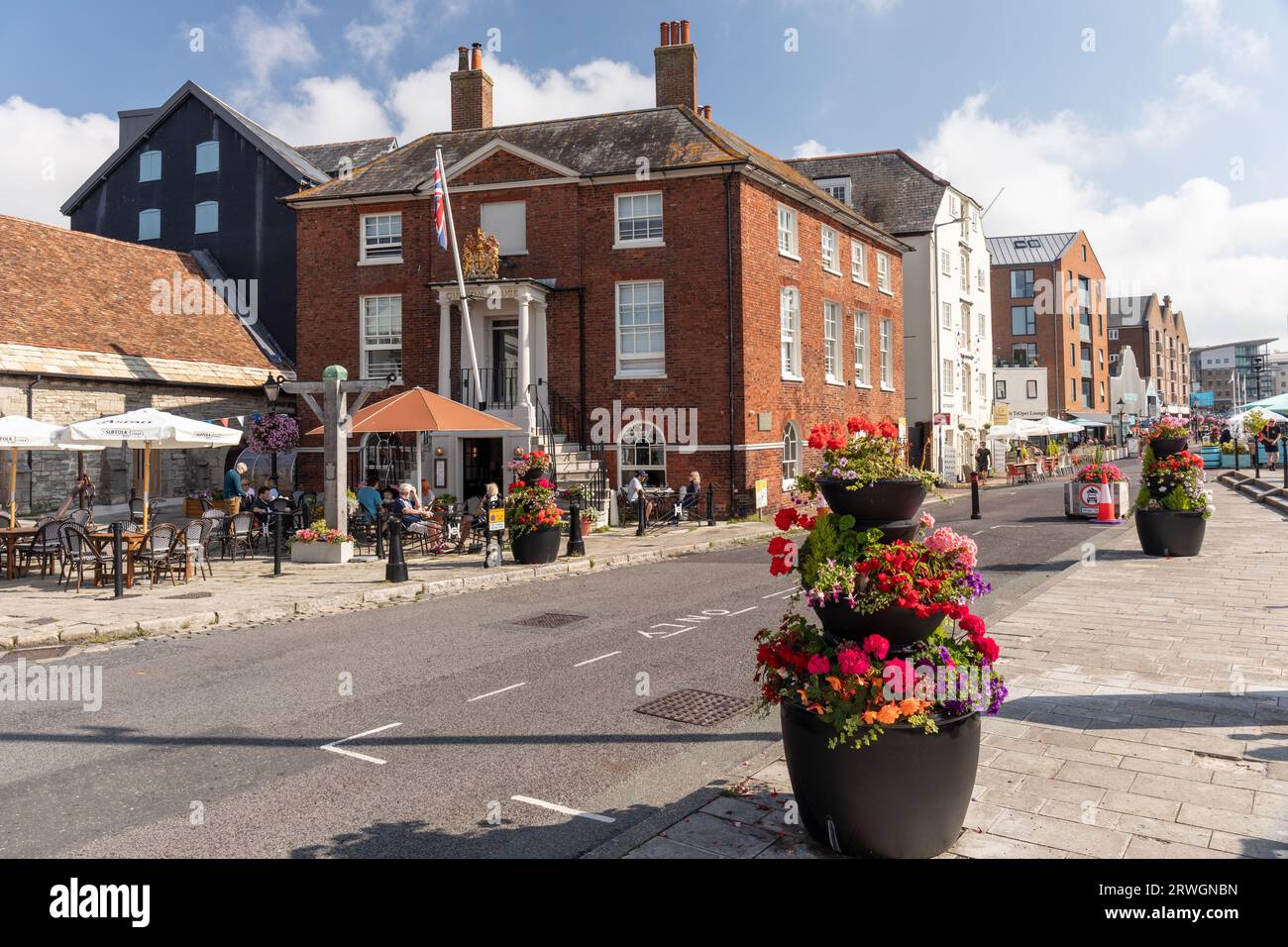 The Custom House is a Grade II* listed building in the oldest part of Poole Quay, now a restaurant, Poole, Dorset, England, UK Stock Photo