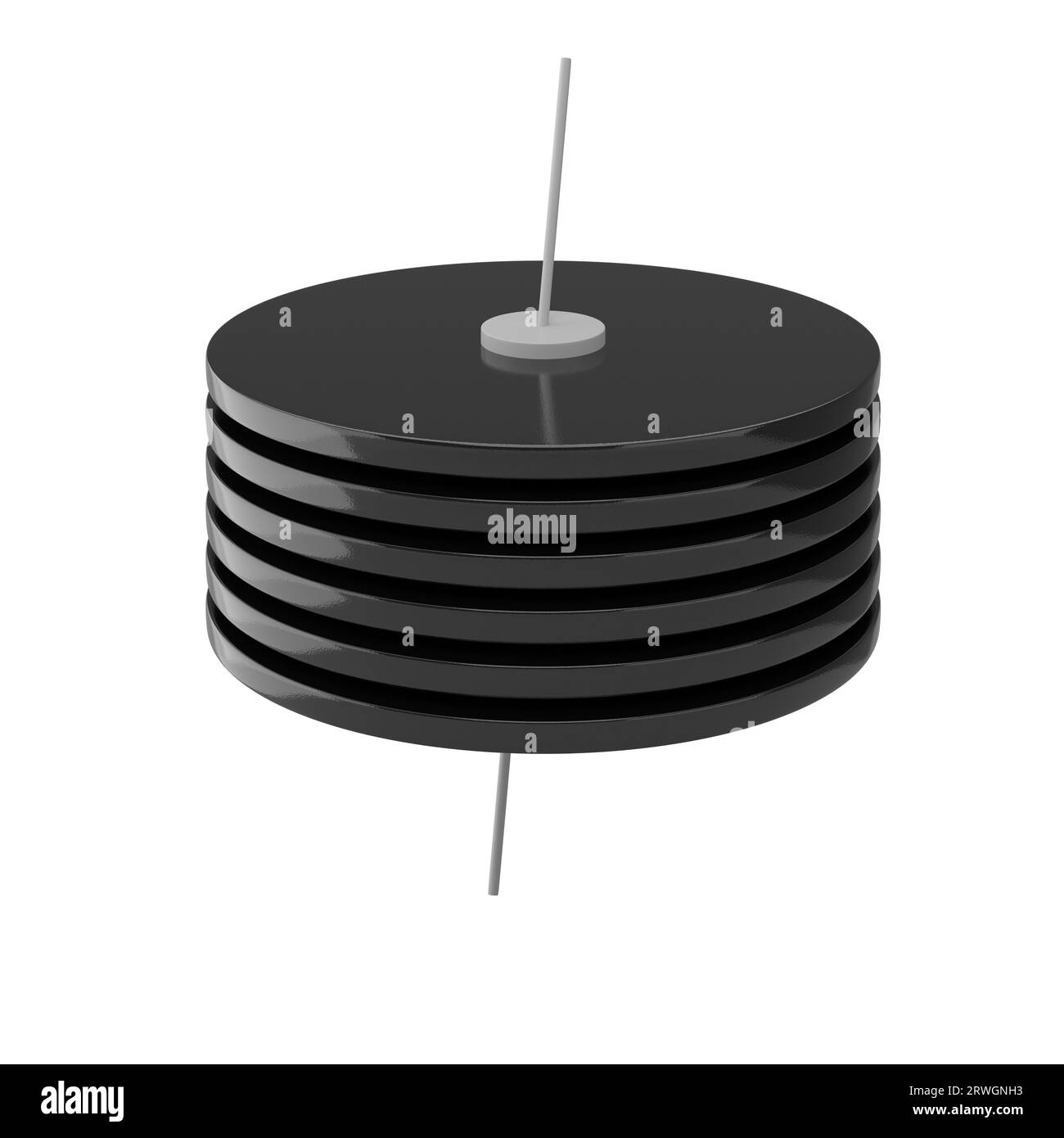 Abstract black disk shapes isolated on white background. 3d rendering