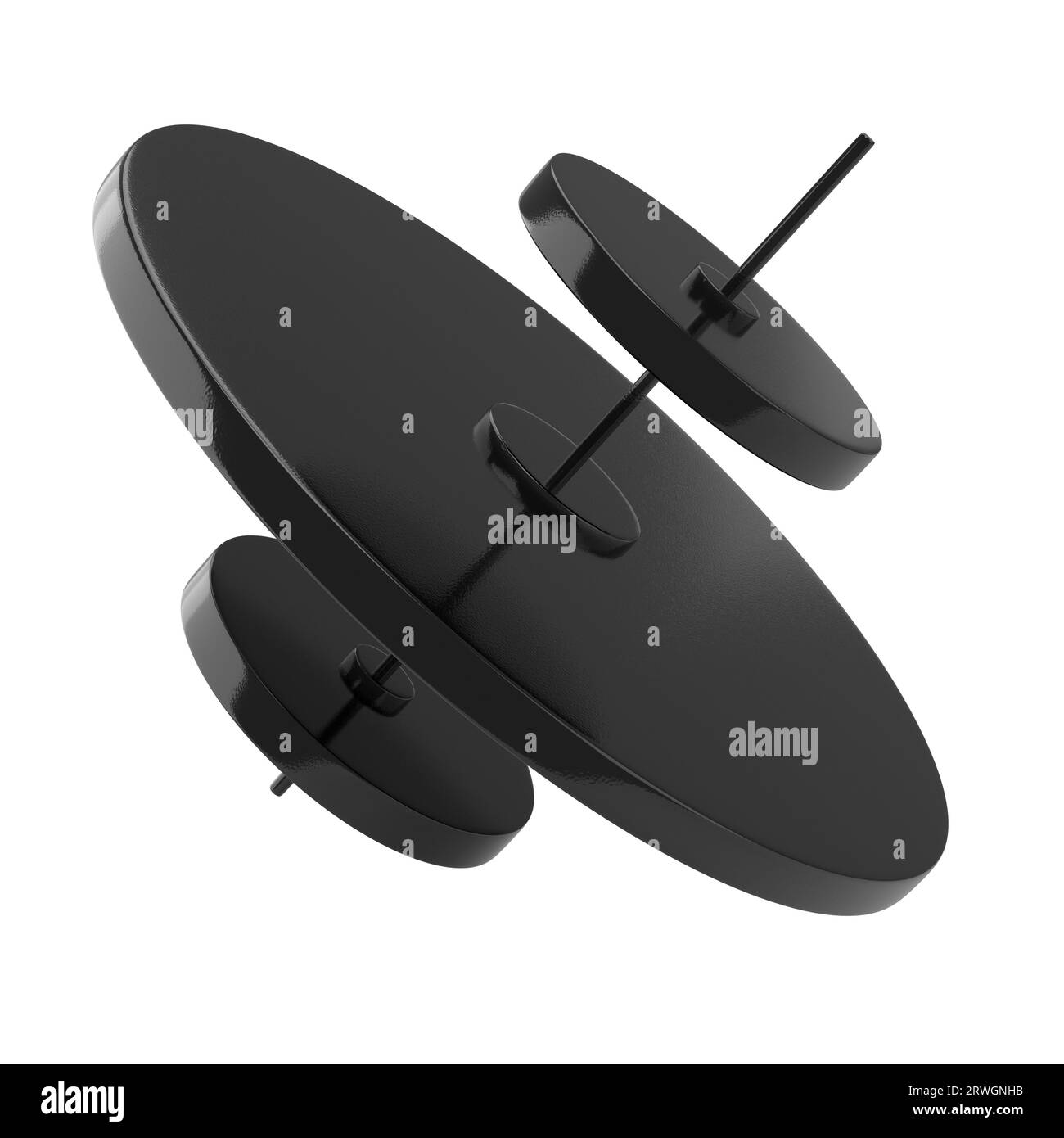 Abstract black disk shapes isolated on white background. 3d rendering