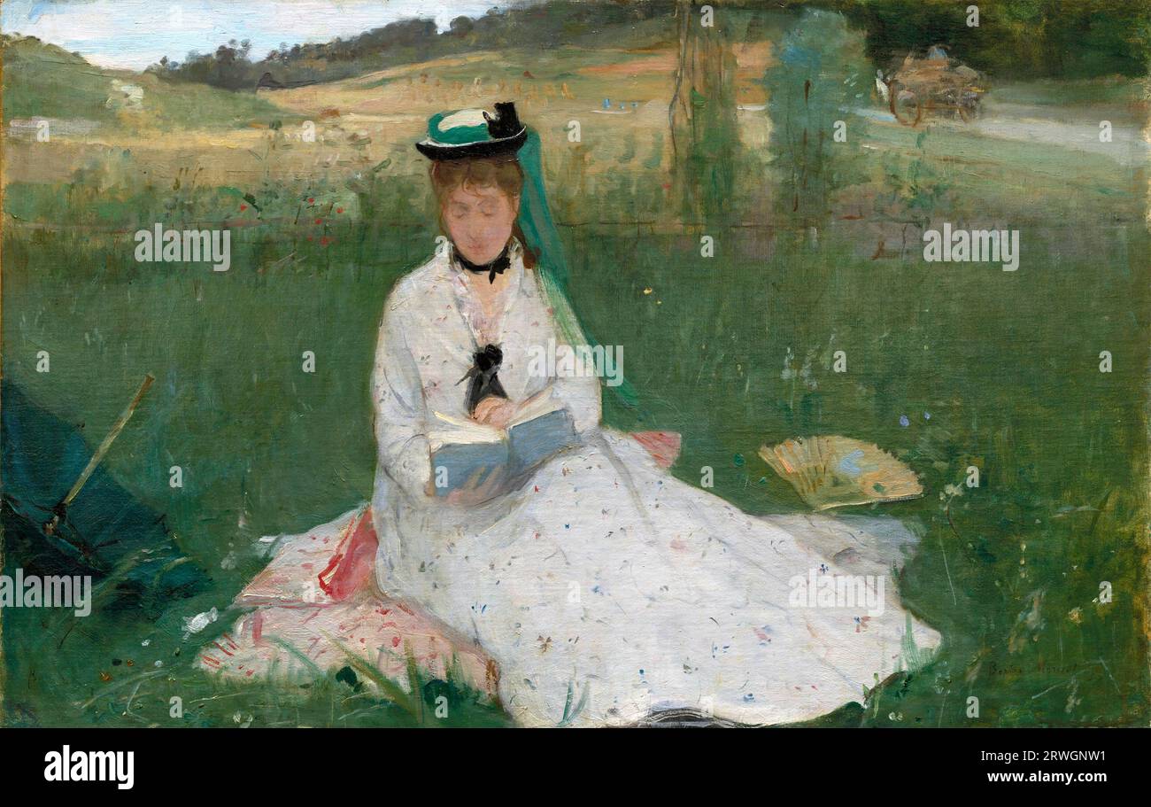 Reading by Berthe Morisot (1841-1895), oil on fabric, 1873 Stock Photo