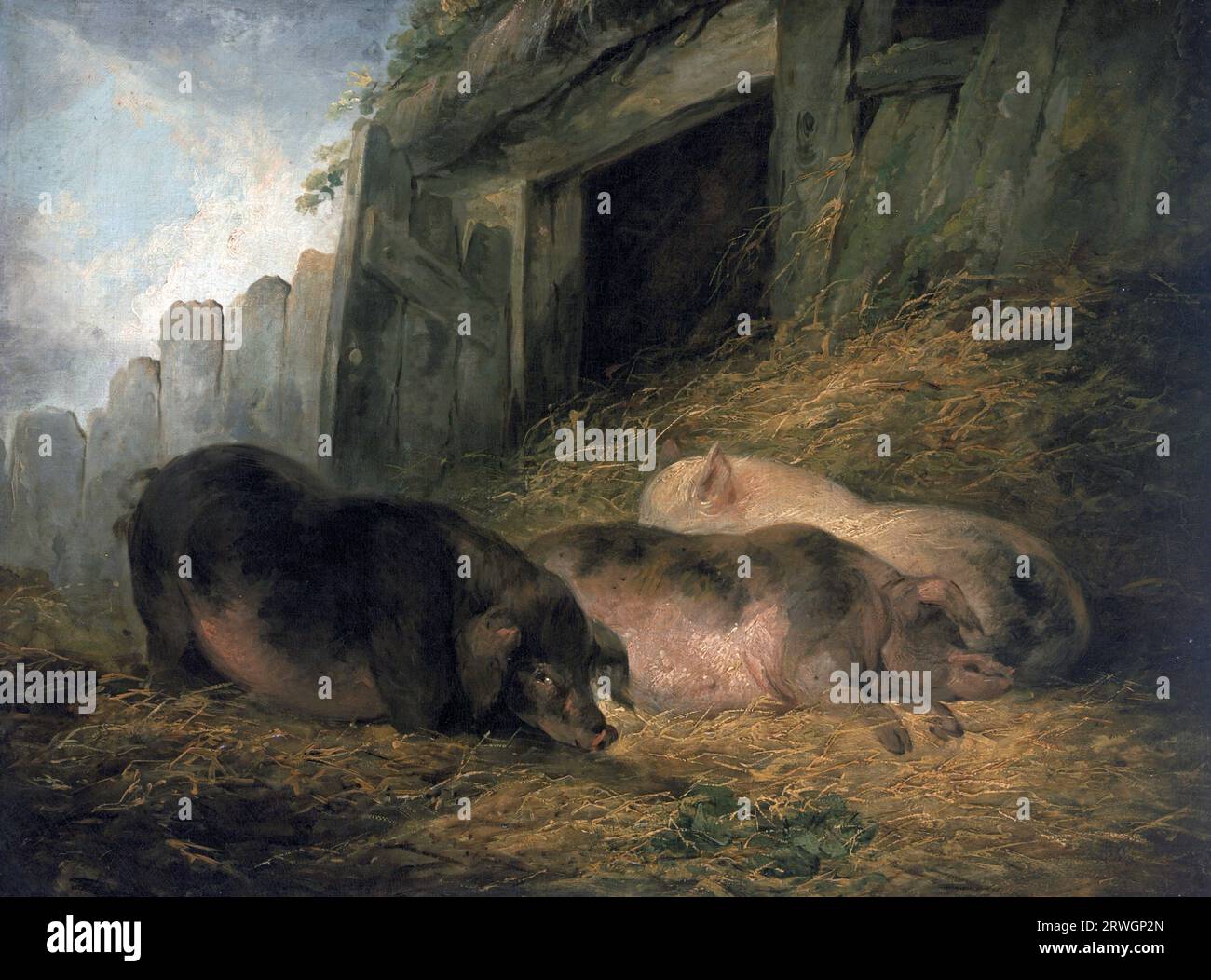 Pigsty by George Morland (1763-1804), oil on canvas, c. 1791 Stock Photo
