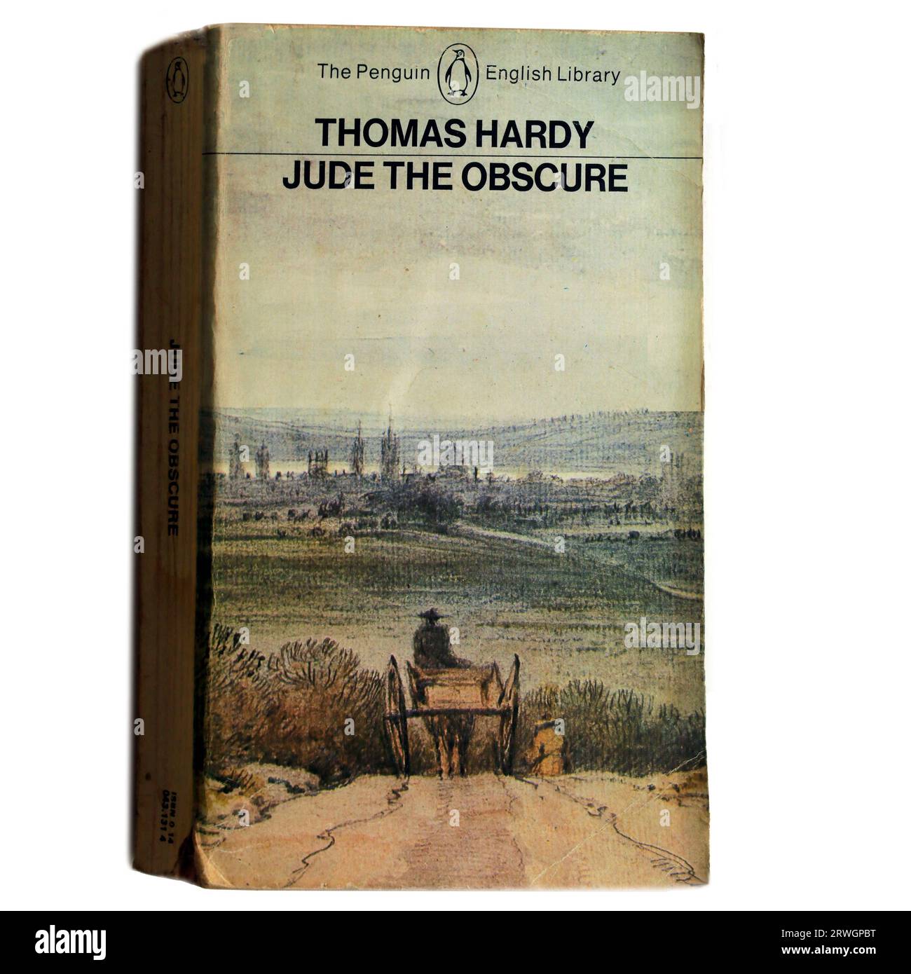 Thomas Hardy Jude The Obscure used book cover, white background, studio setup Stock Photo