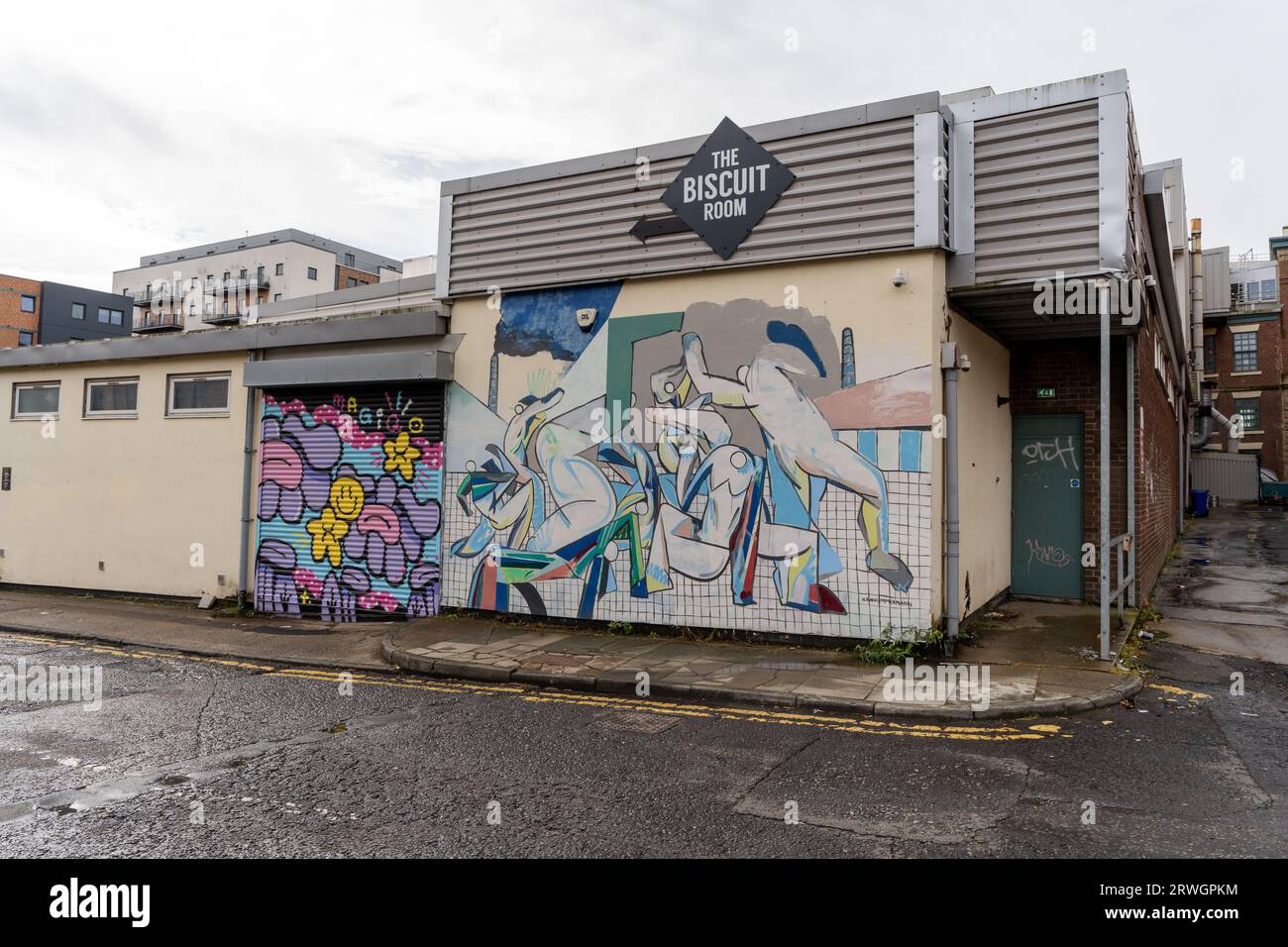 A wall of street art in the Ouseburn area of the city of Newcastle upon