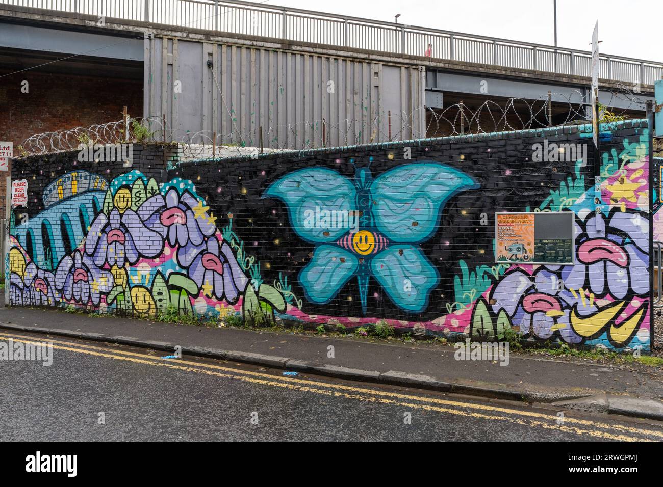 A wall of street art in the Ouseburn area of the city of Newcastle upon